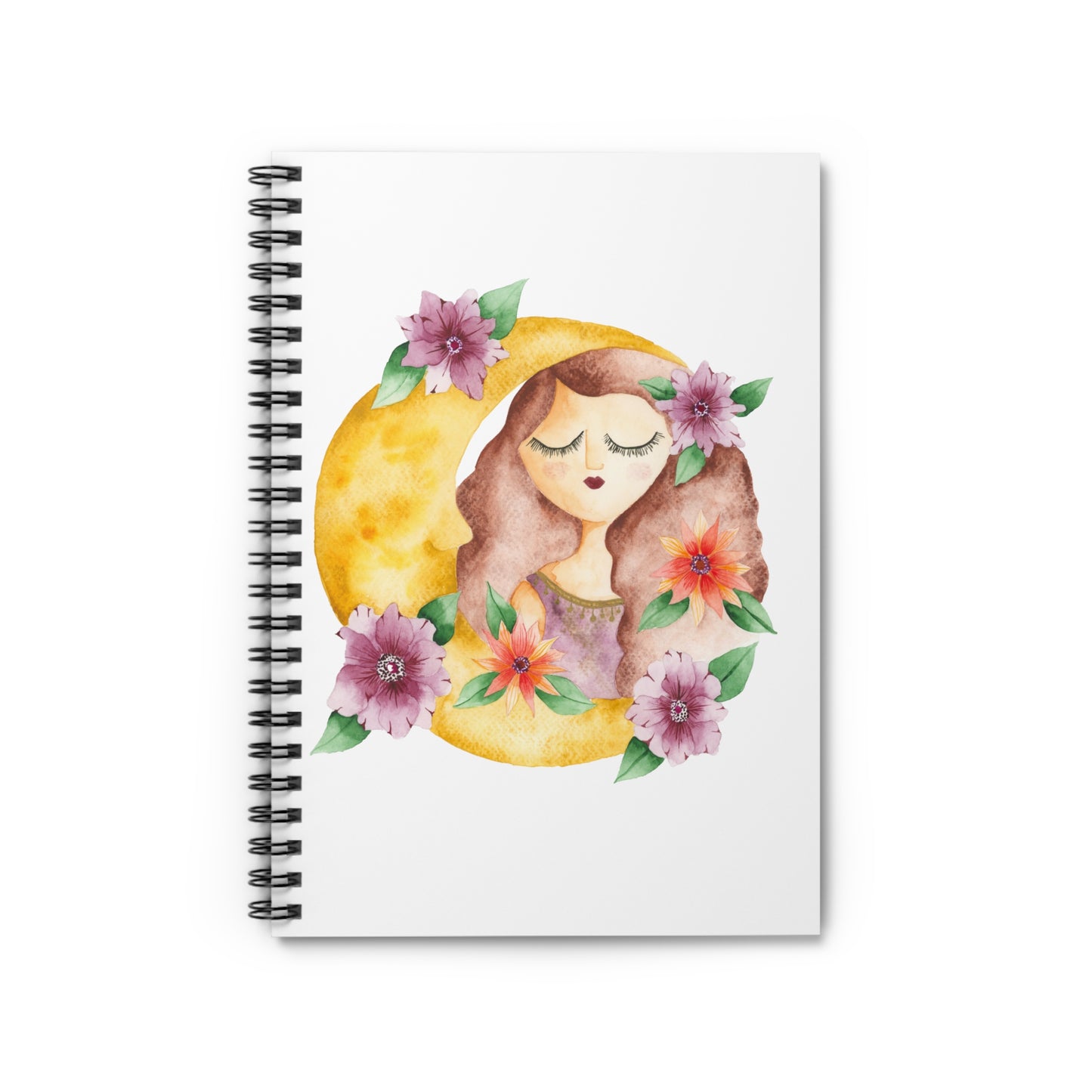 Spiral Notebook - Ruled Line Blooming Moon Goddess