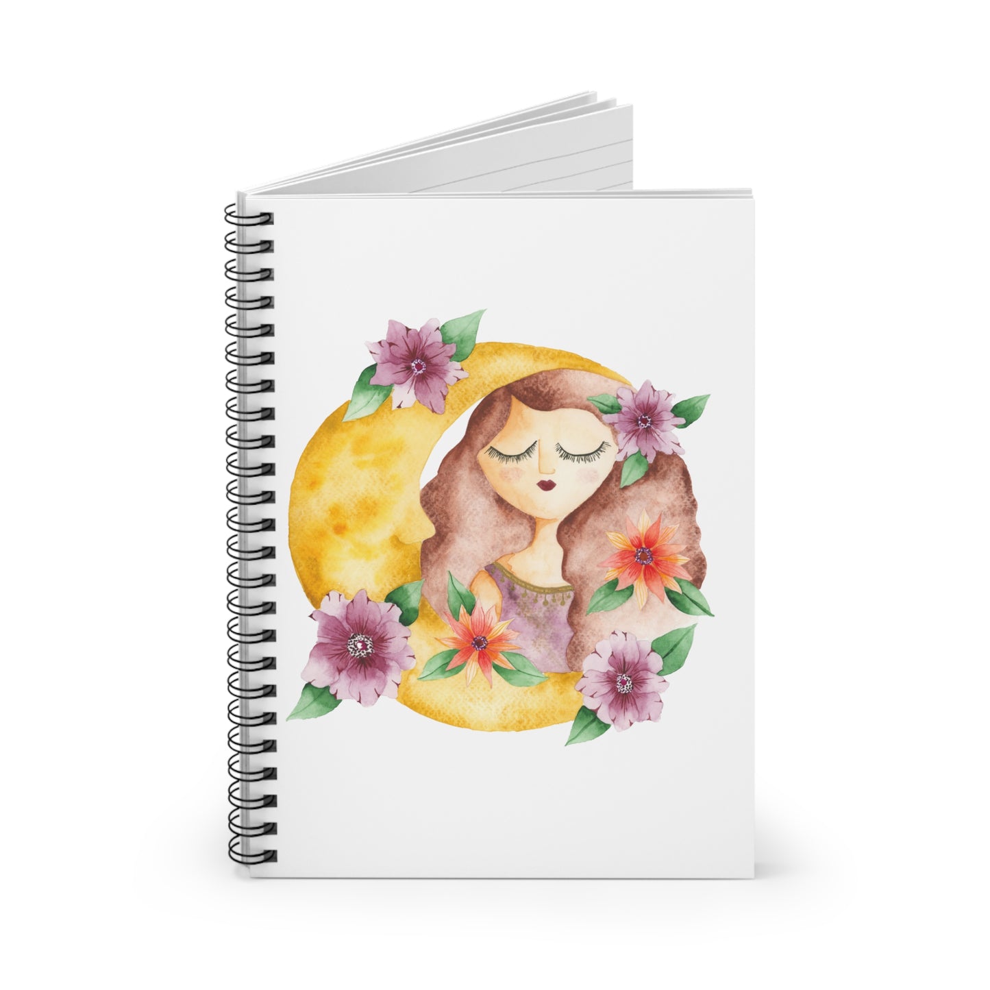 Spiral Notebook - Ruled Line Blooming Moon Goddess