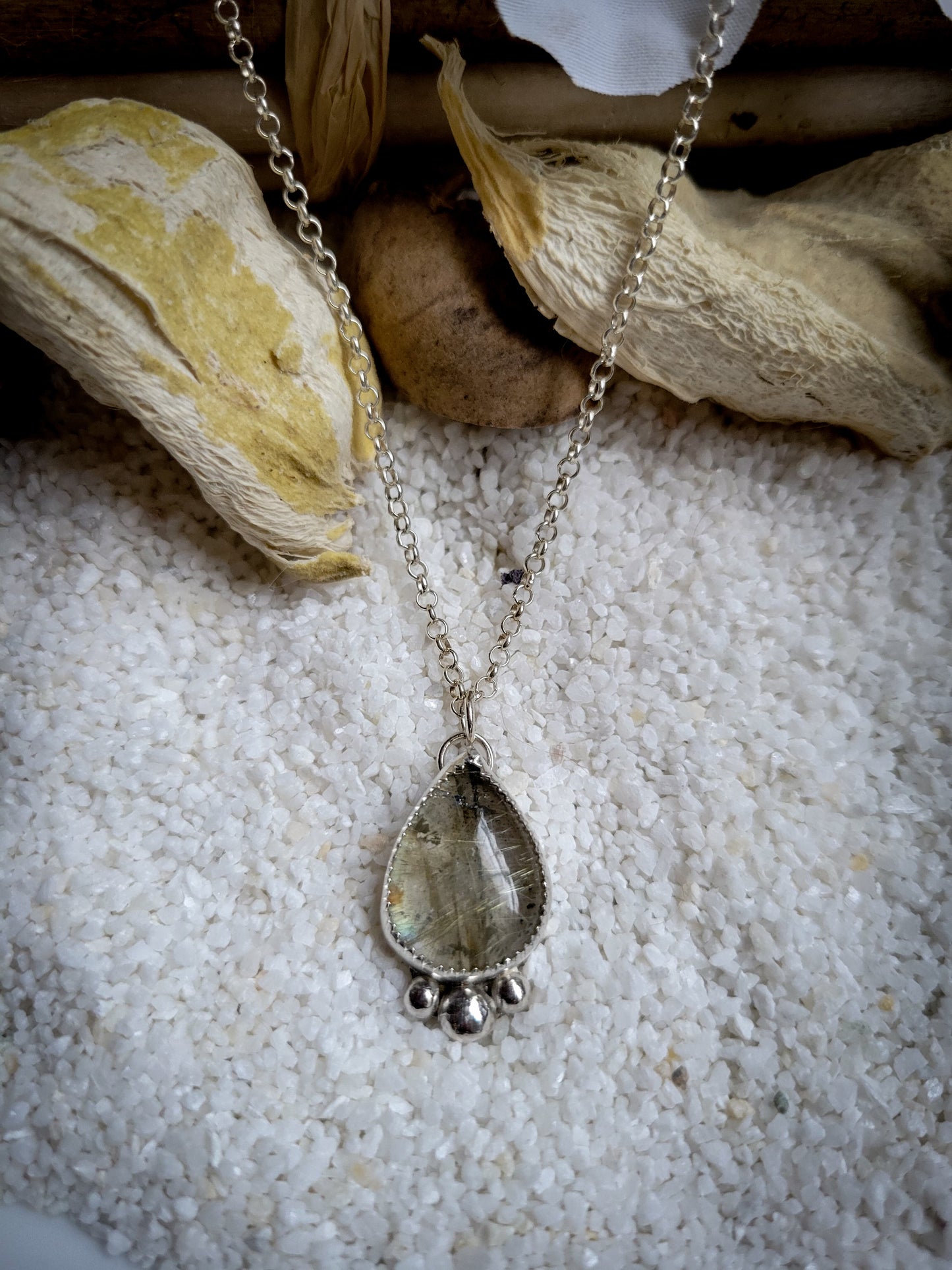 Labradorite Rutilated Quartz Doublet Necklace