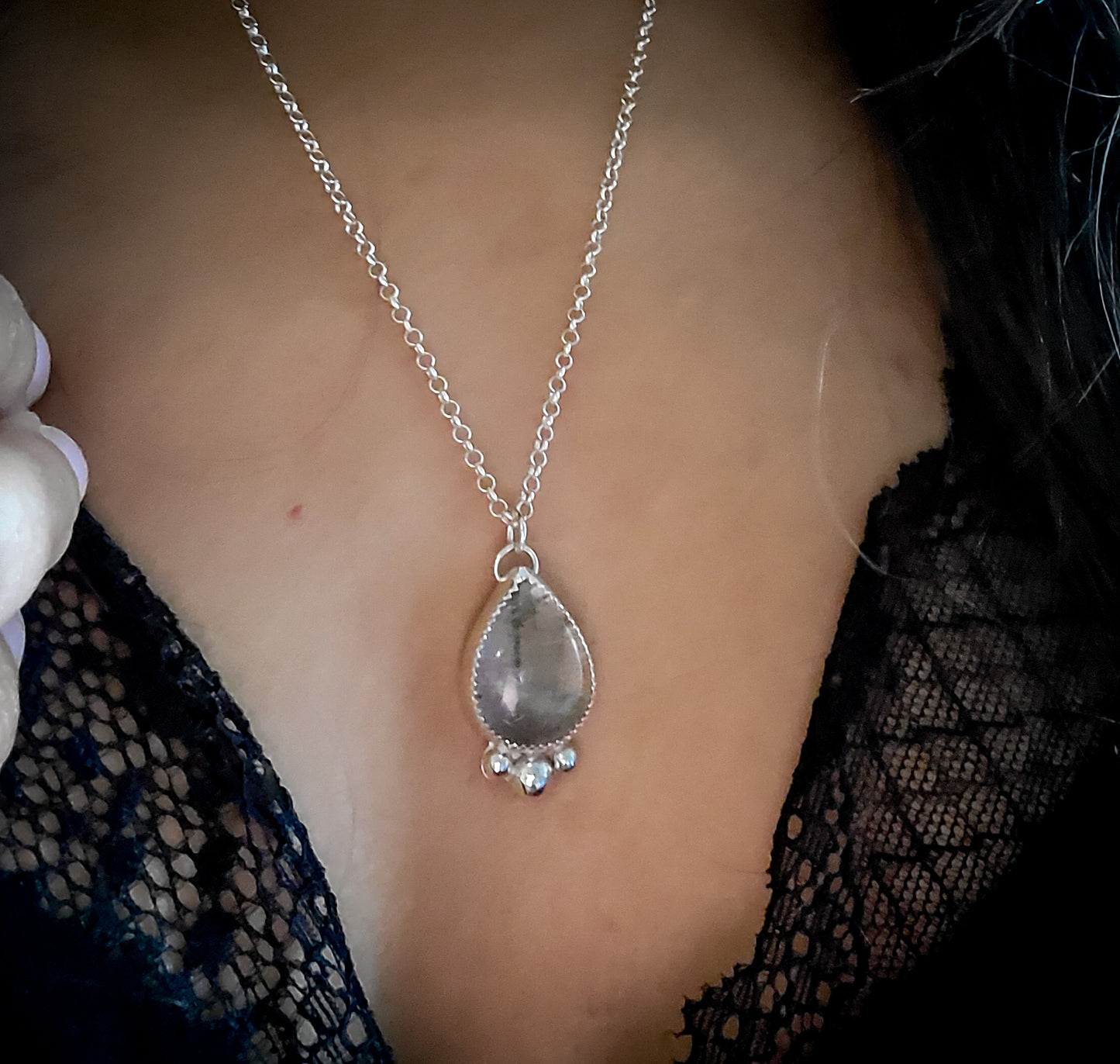 Labradorite Rutilated Quartz Doublet Necklace