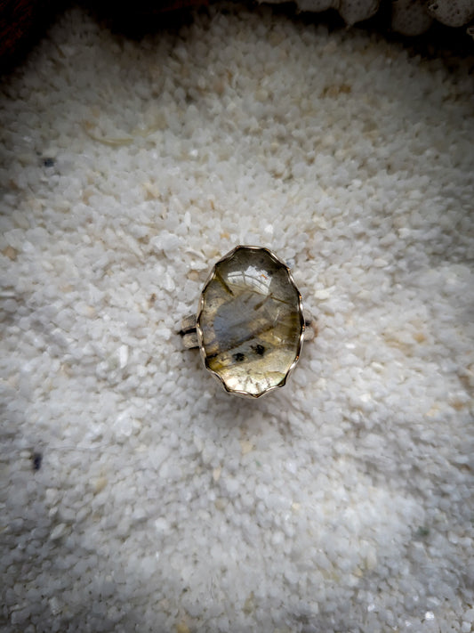 Labradorite Rutilated Quartz Ring Size 6.5