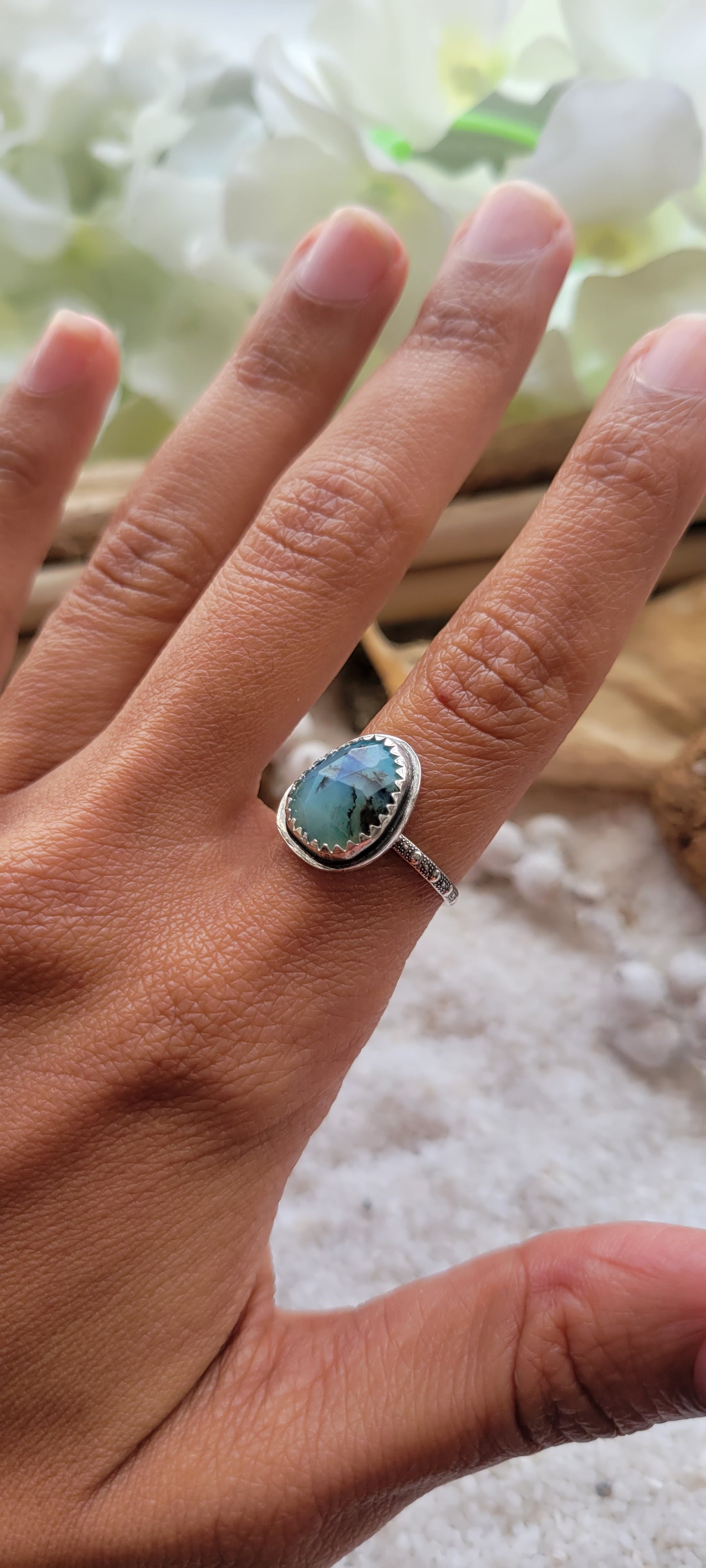 Peruvian Opal Ring Size 5.5 Sterling Silver