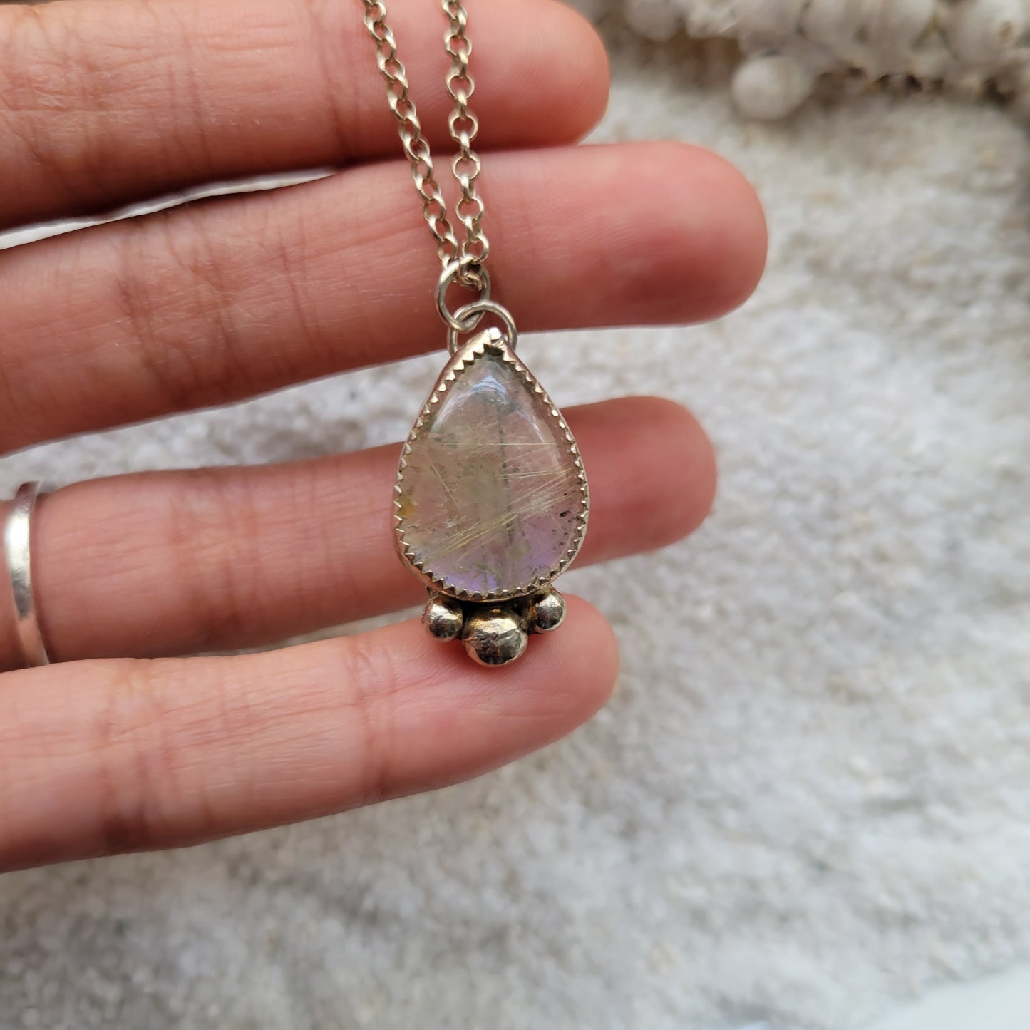 Labradorite Rutilated Quartz Doublet Necklace