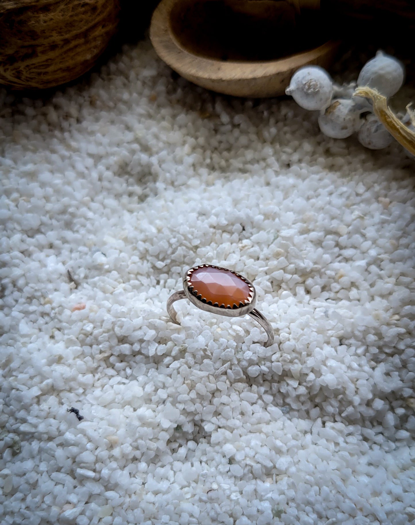 Peach Moonstone Ring Size 6