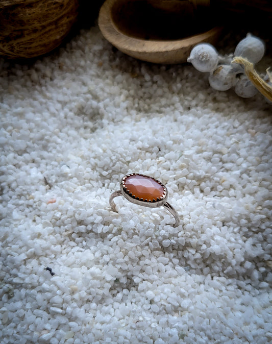 Peach Moonstone Ring Size 6