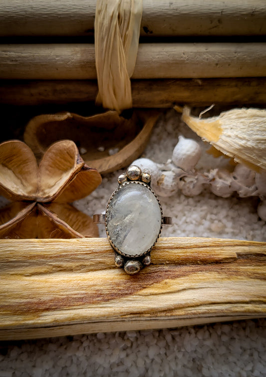 Moonstone Statement Silver Ring Size 6