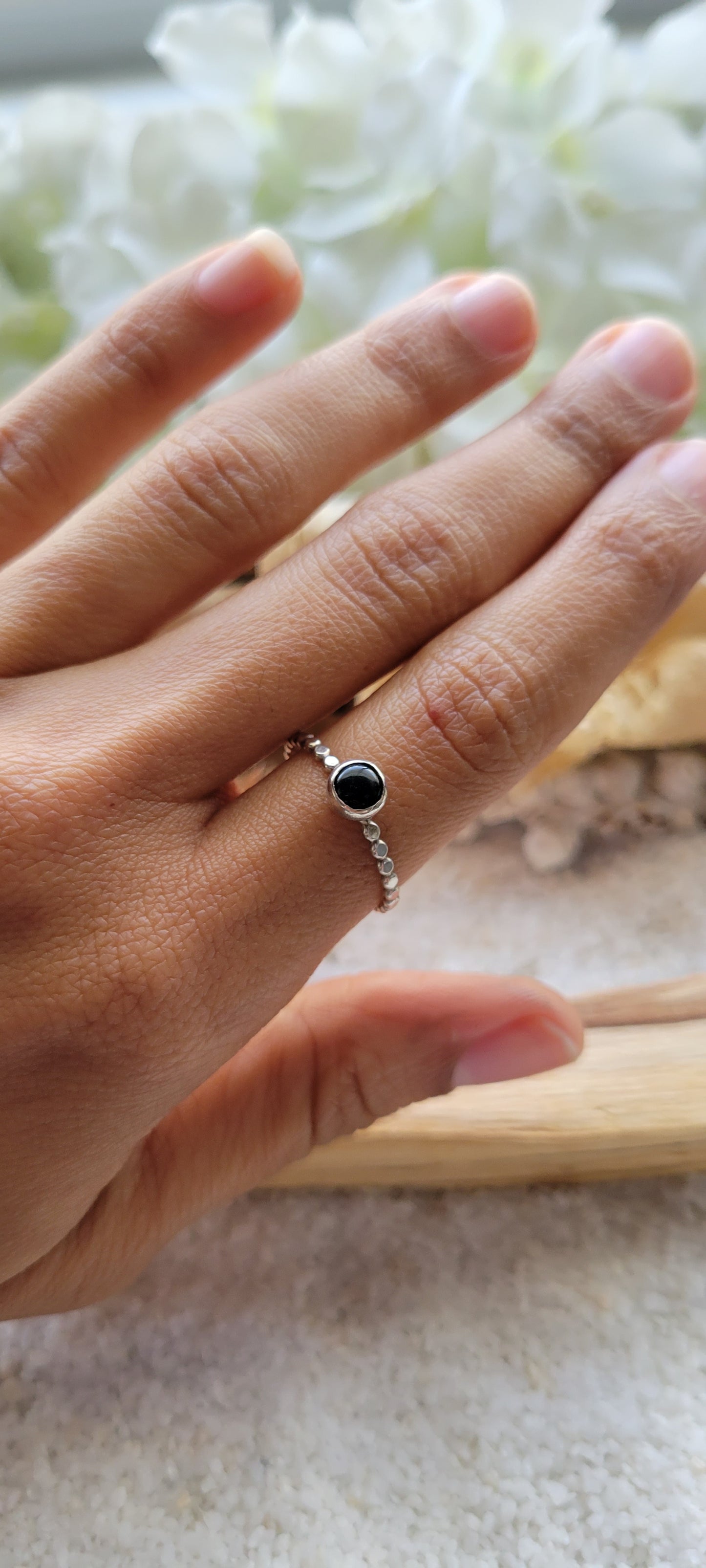 Black Onyx Stacking Ring Size 7