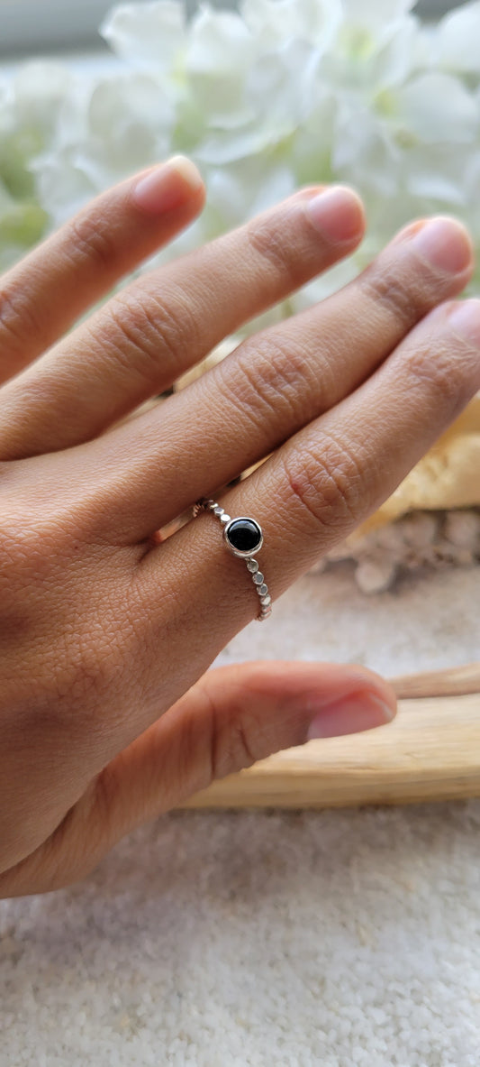 Black Onyx Stacking Ring Size 7