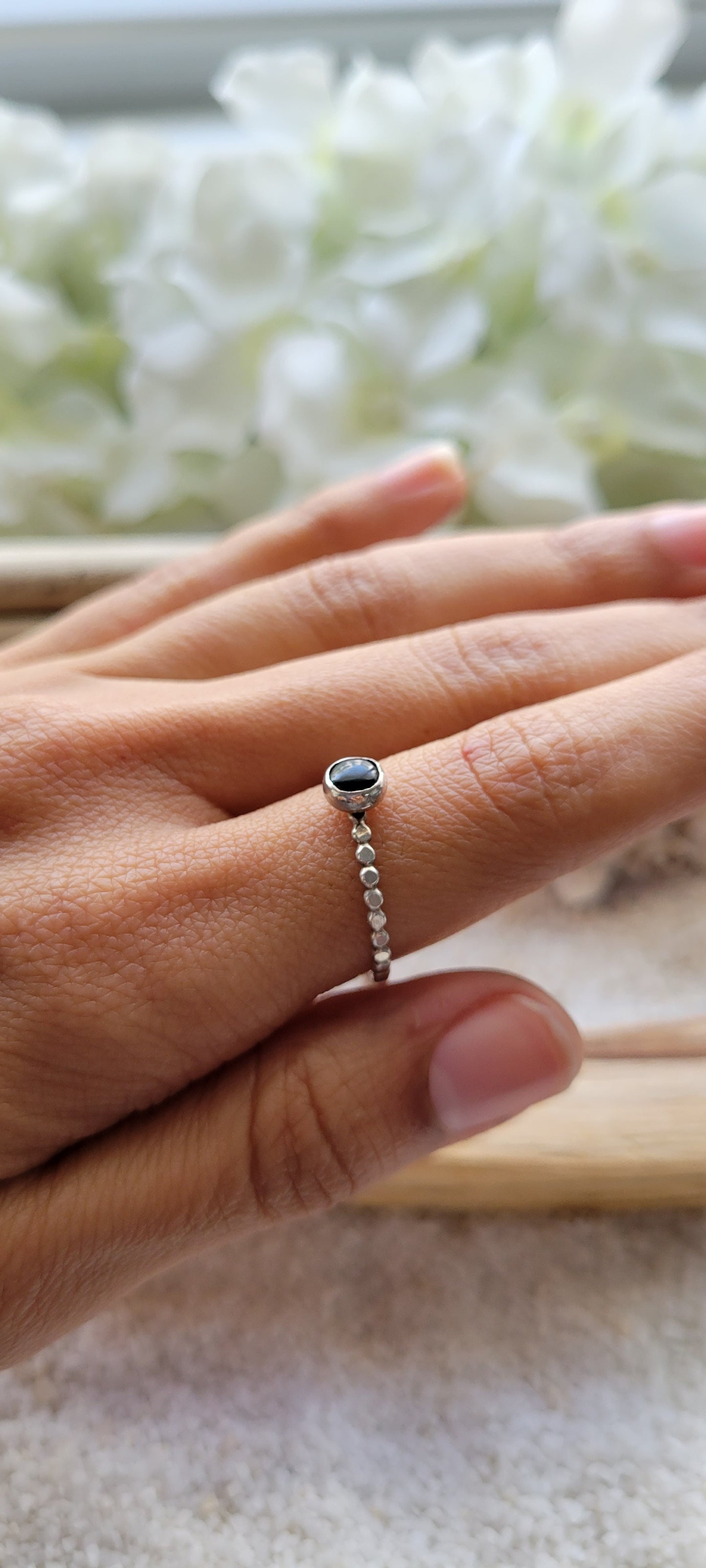 Black Onyx Stacking Ring Size 7