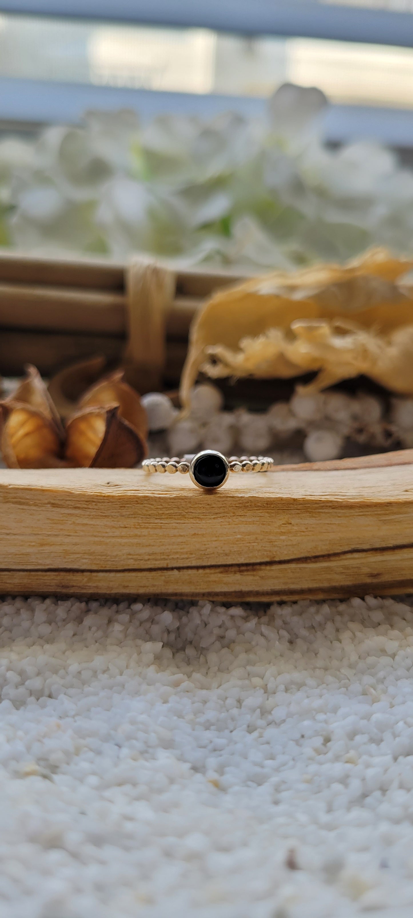 Black Onyx Stacking Ring Size 7