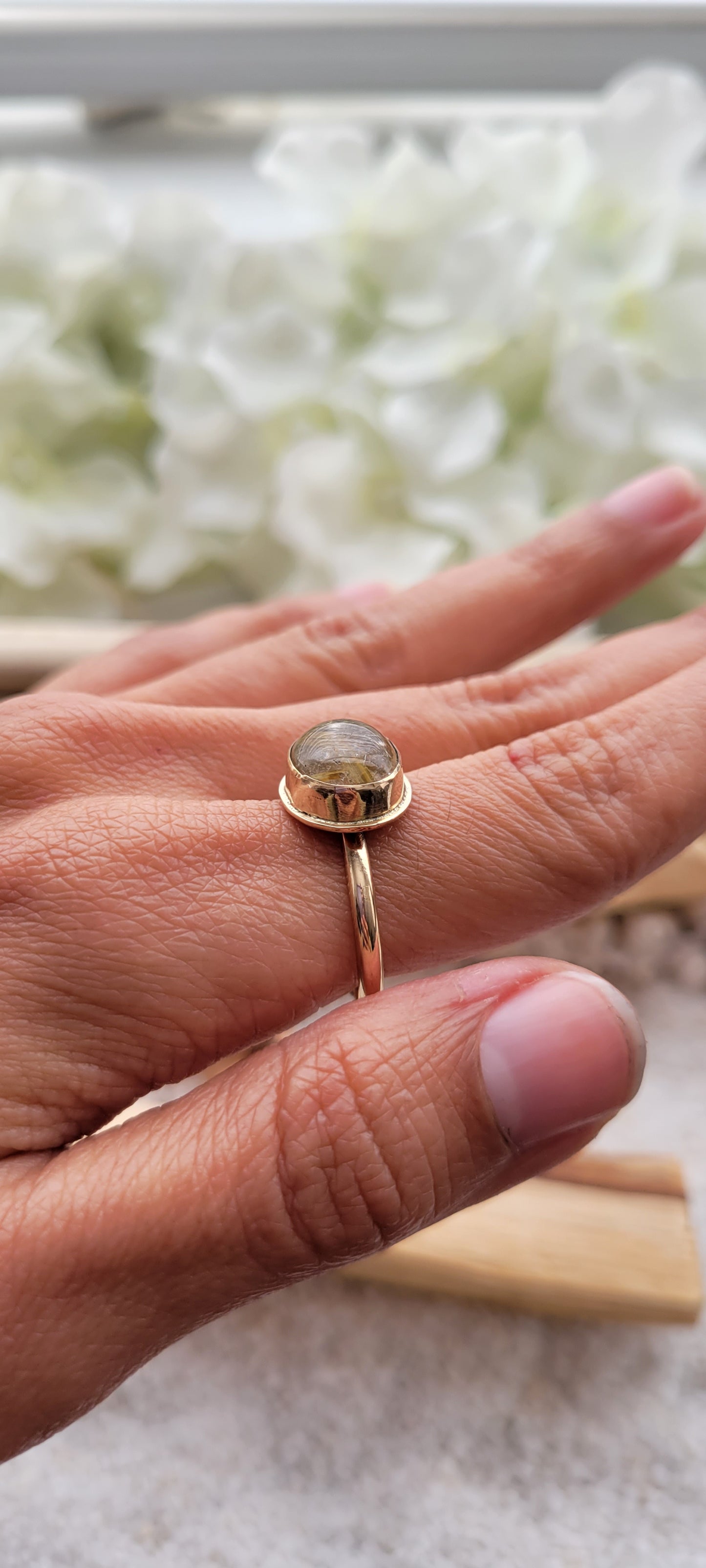 Gold Rutilated Quartz 14k Gold-filled Ring Size 8.5