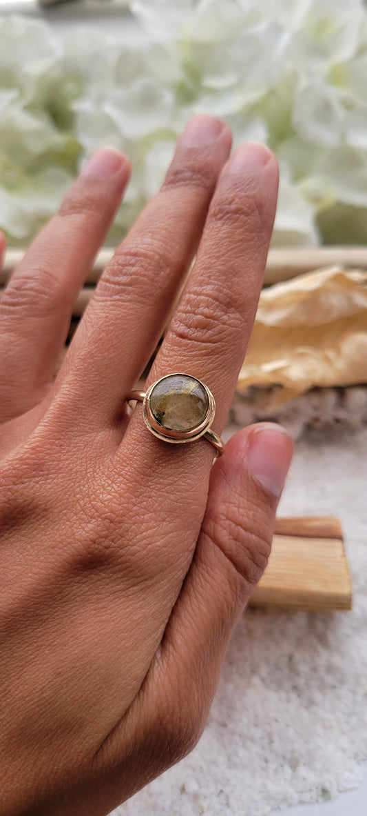 Gold Rutilated Quartz 14k gold-filled ring Size 10