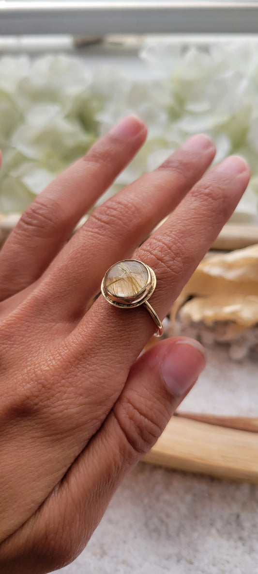 Gold Rutilated Quartz 14k Gold-filled Ring Size 7