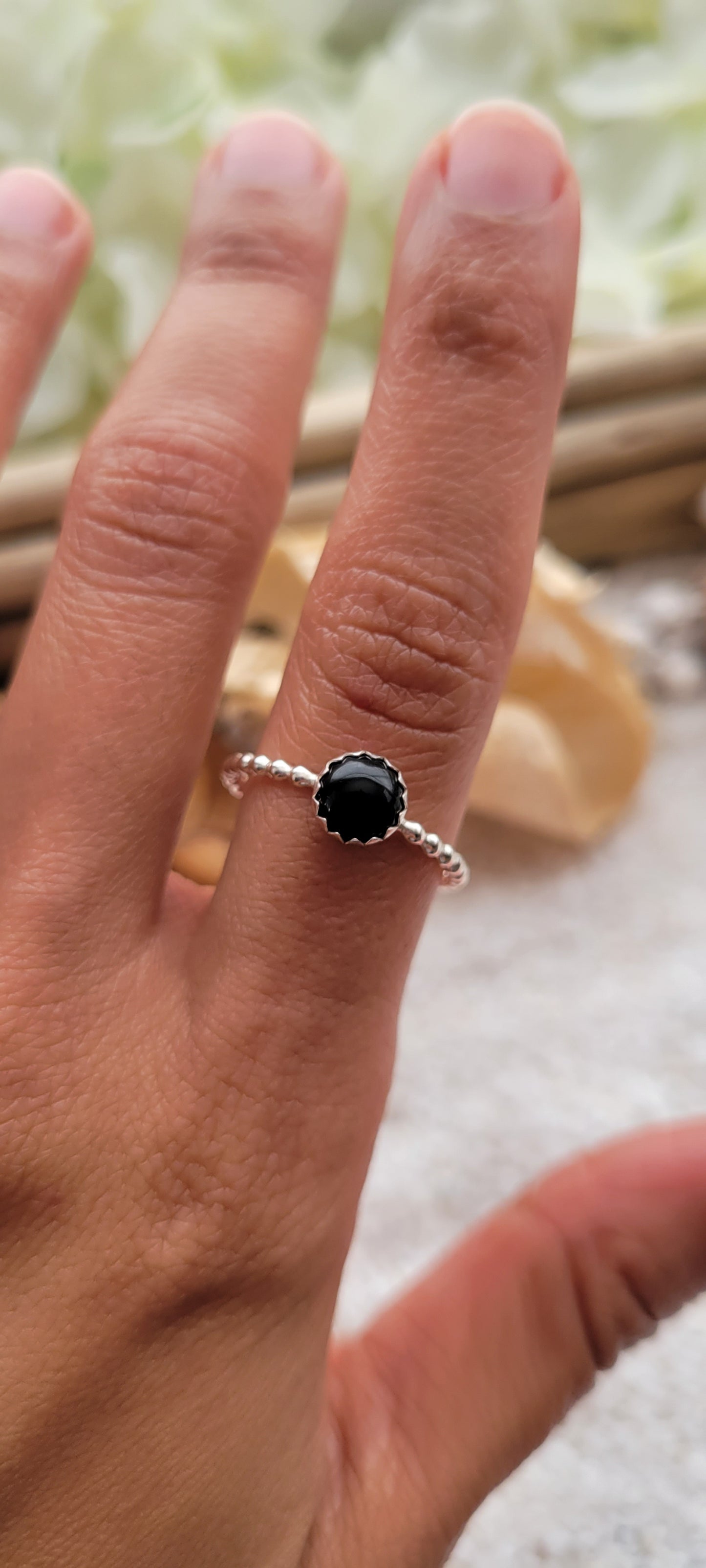 Black Onyx Ring Size 6, 9