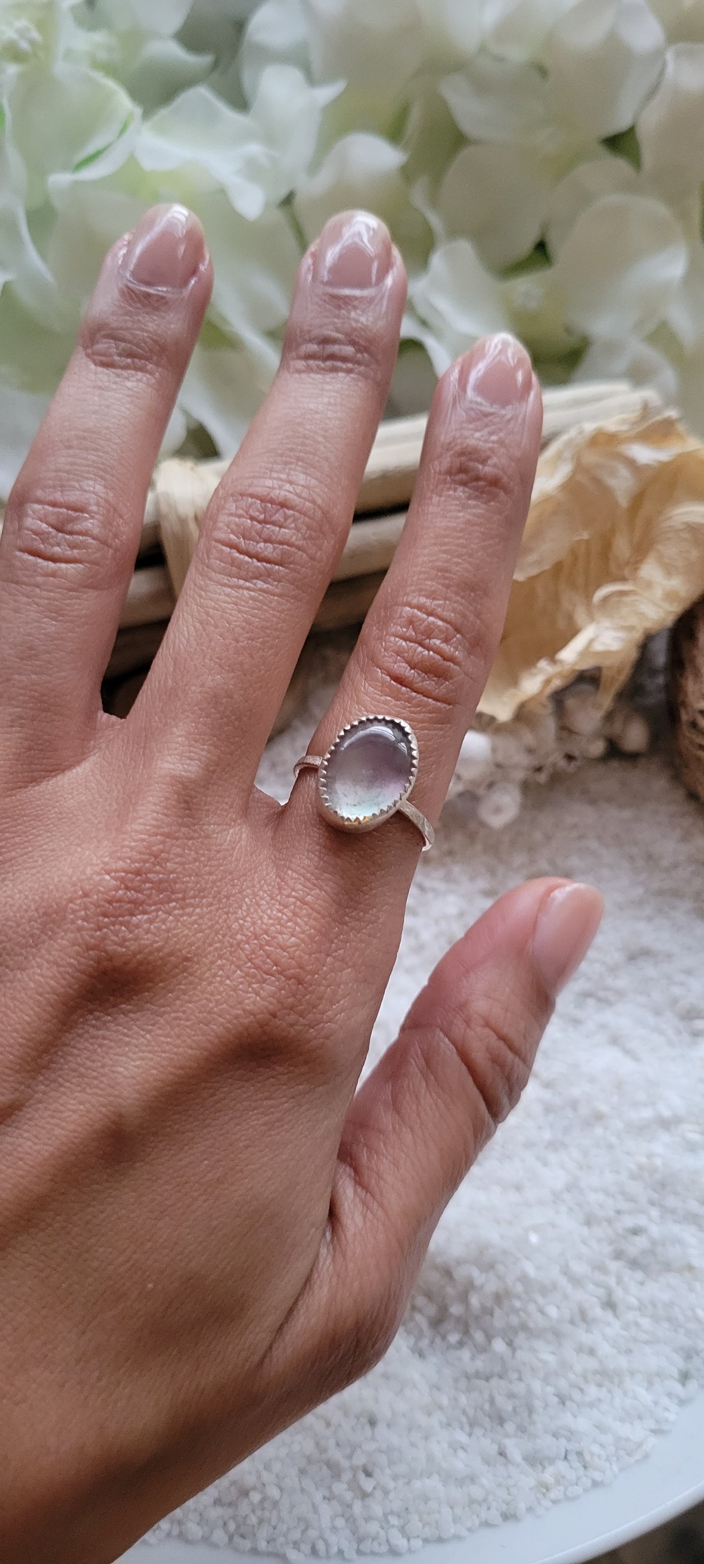 Fluorite Simple Sterling Silver Ring size 5