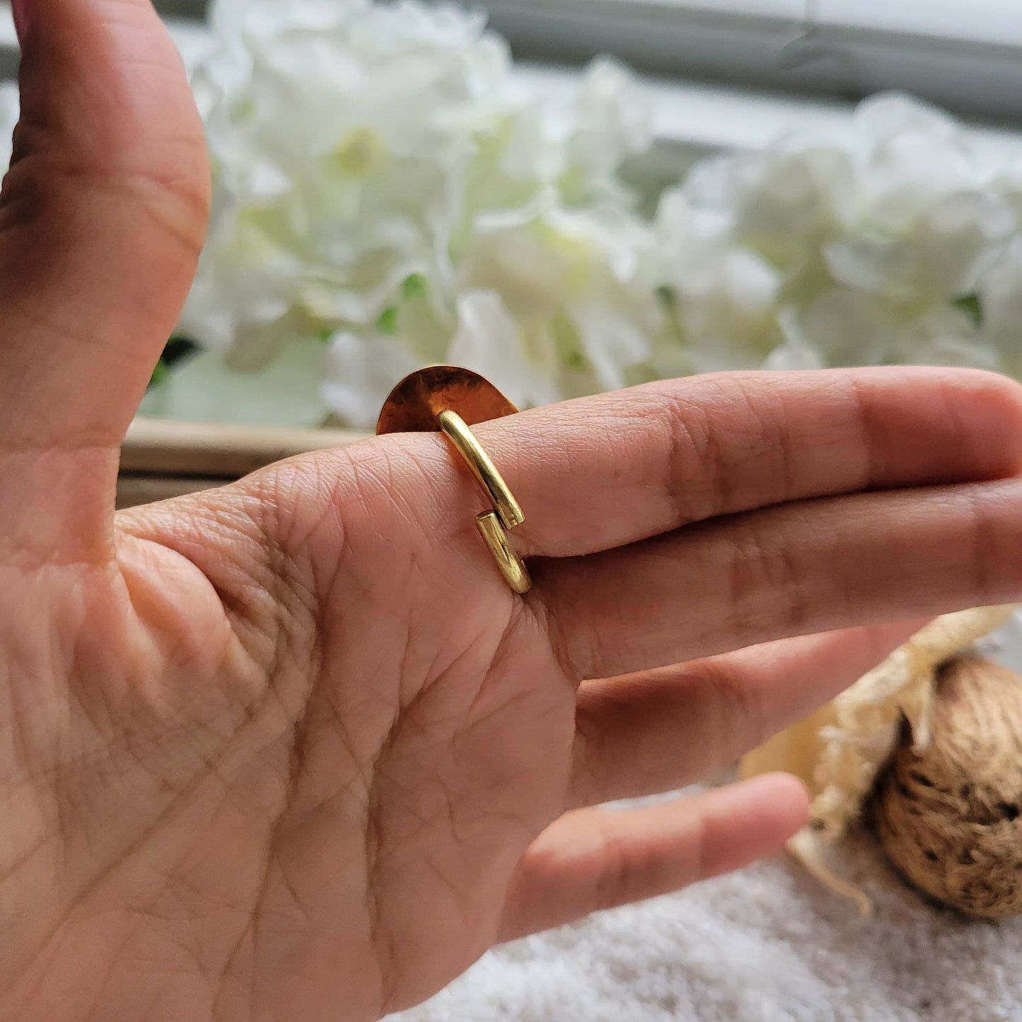 Brass Lapis Lazuli Adjustable Ring Size 7