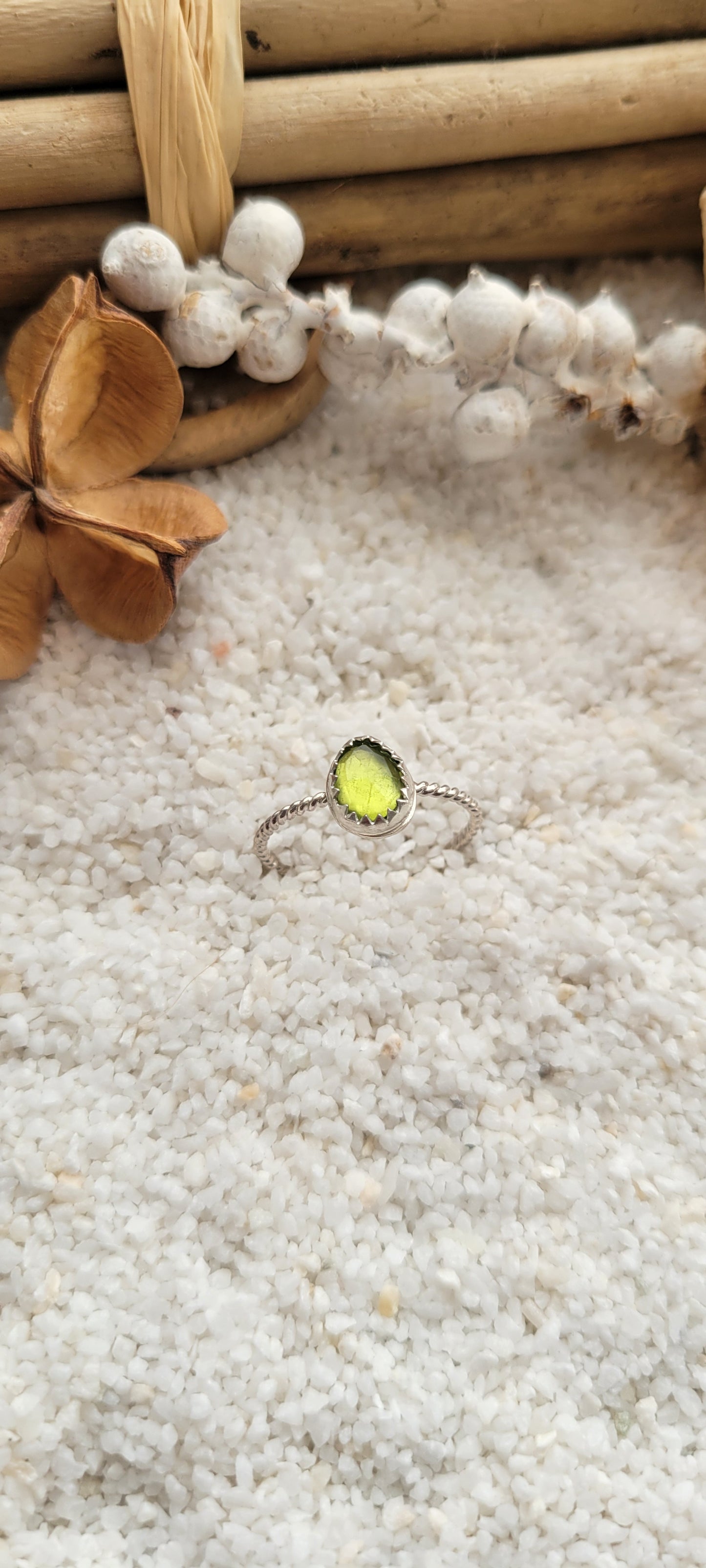 Peridot Stacking Sterling Silver Ring Size 8