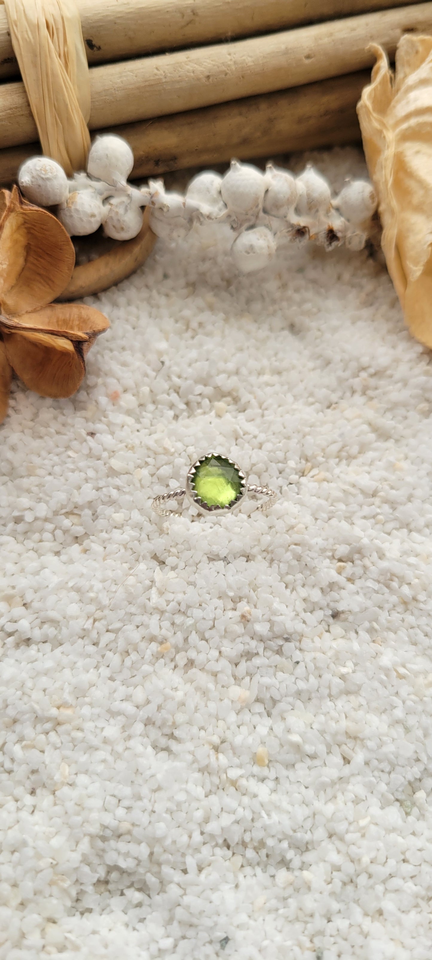 Peridot Stacking Sterling Silver Ring Size 6