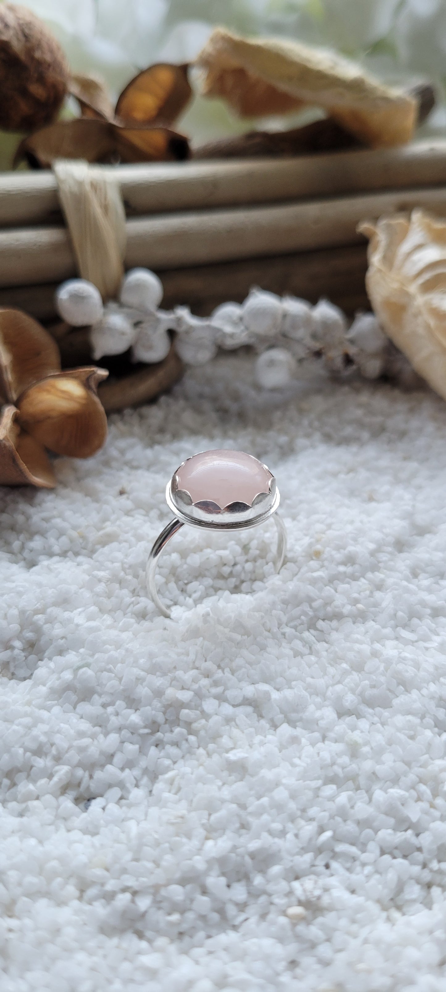 Rose Quartz Sterling Silver Ring Size 9.3