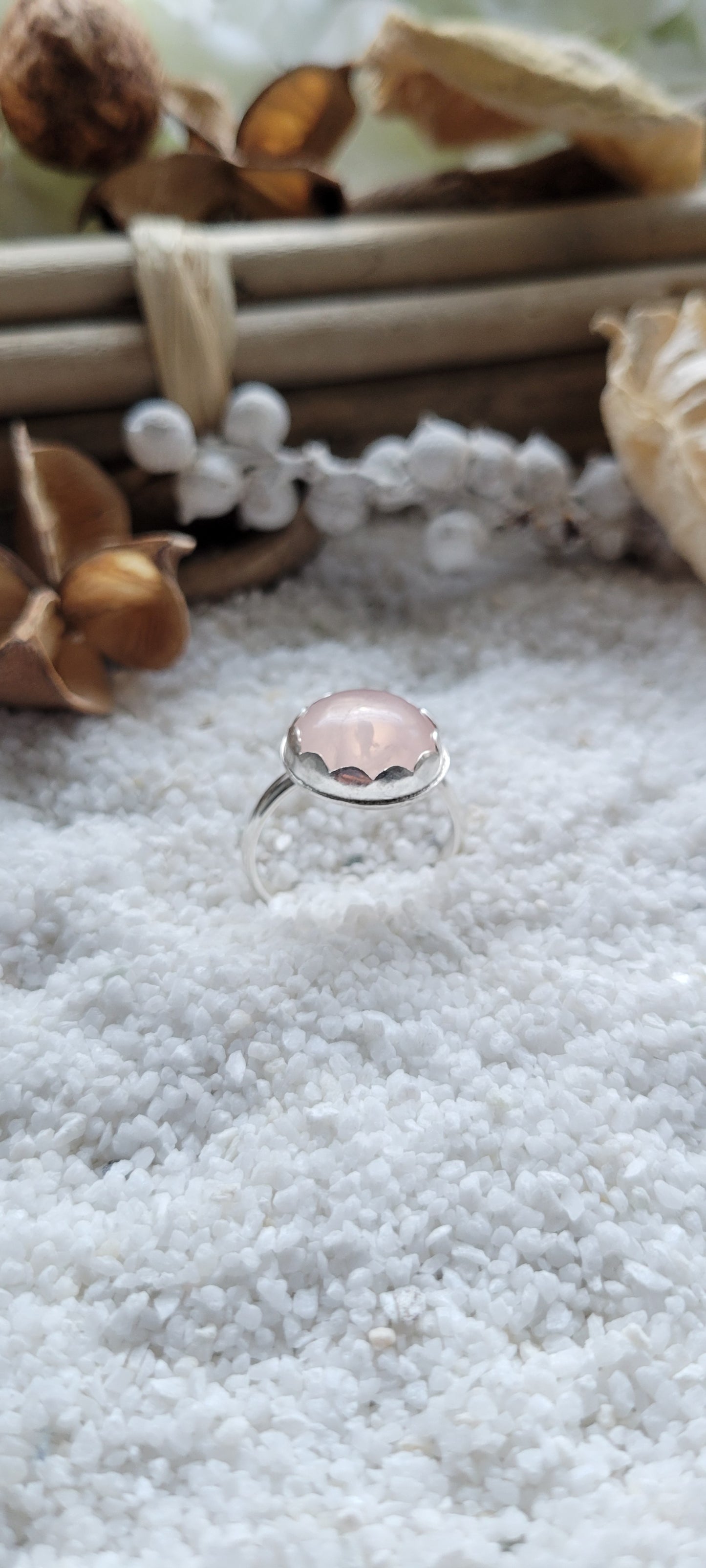 Rose Quartz Sterling Silver Ring Size 9.3