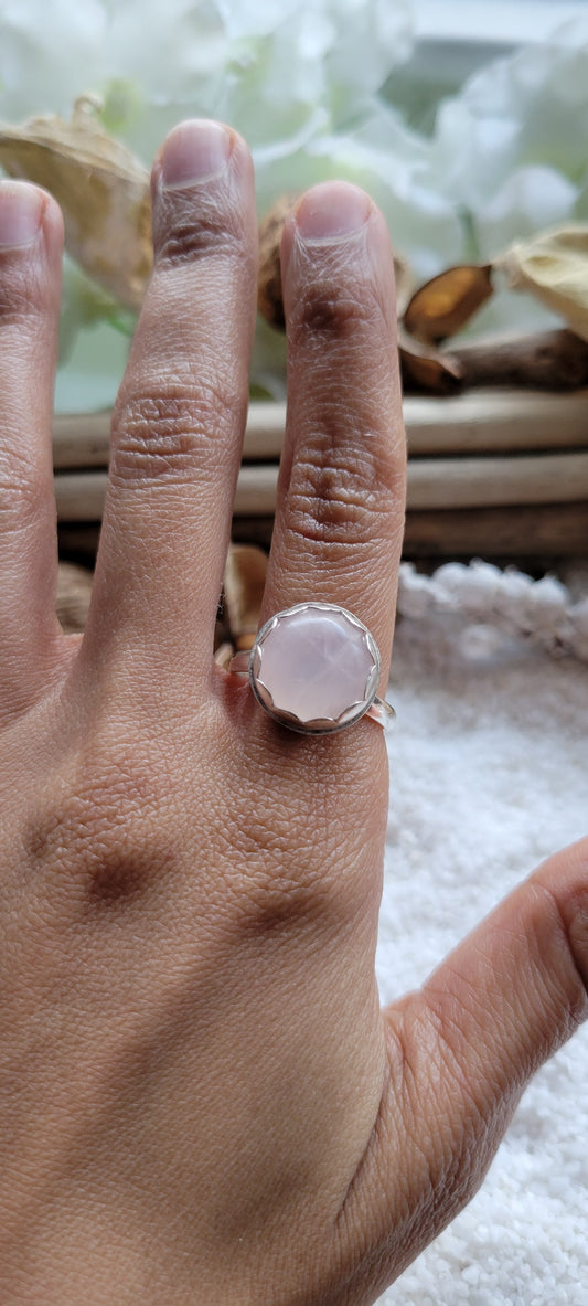 Rose Quartz Sterling Silver Ring Size 8