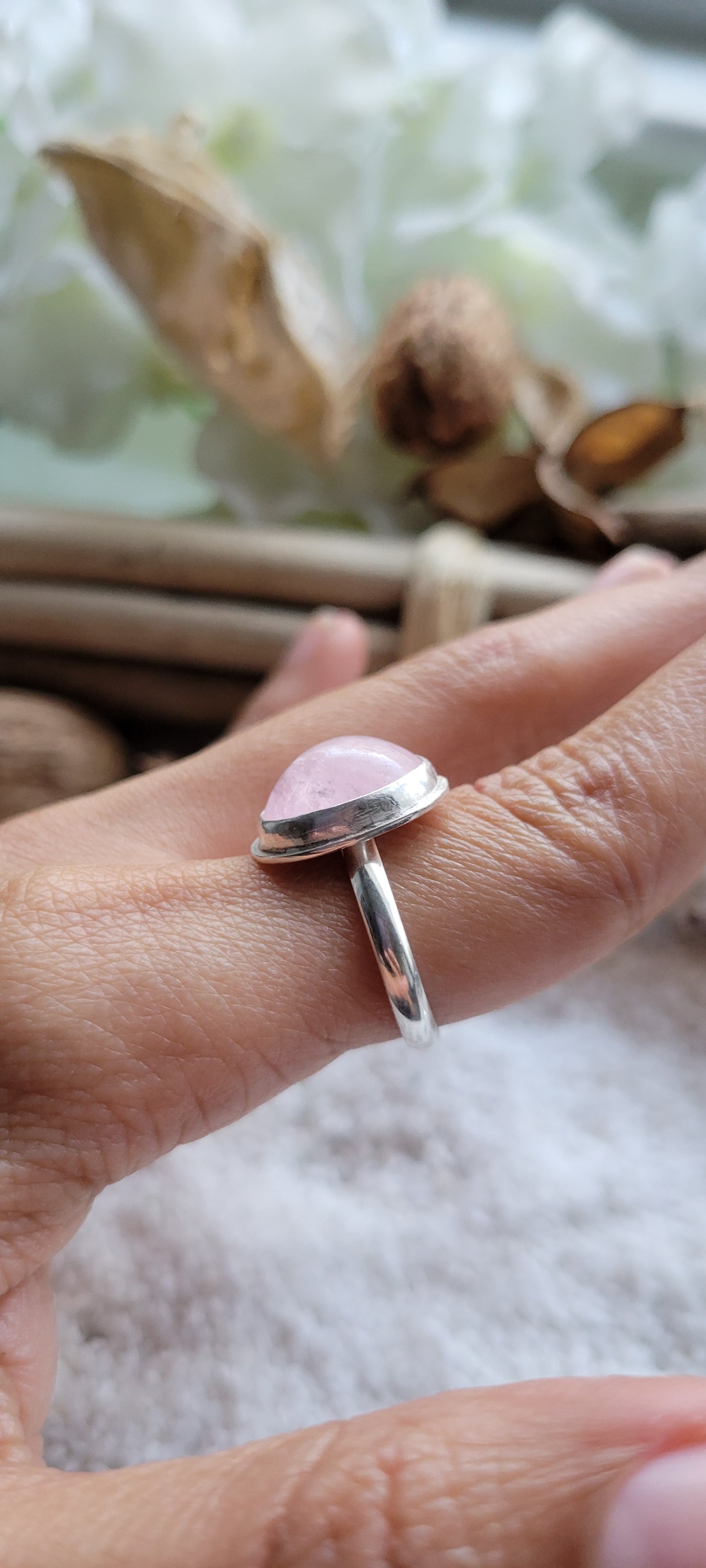 Morganite Sterling Silver Ring Size 6