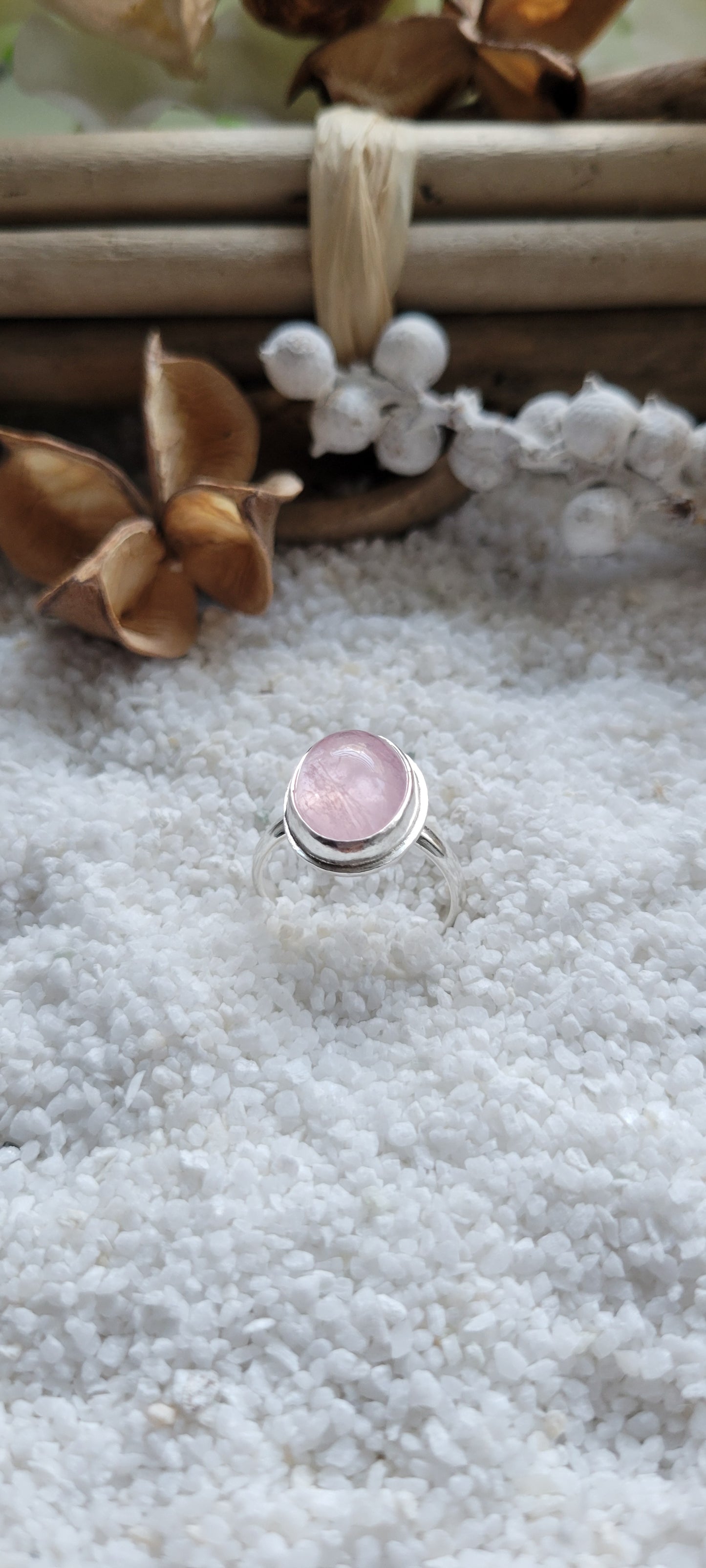 Morganite Sterling Silver Ring Size 6