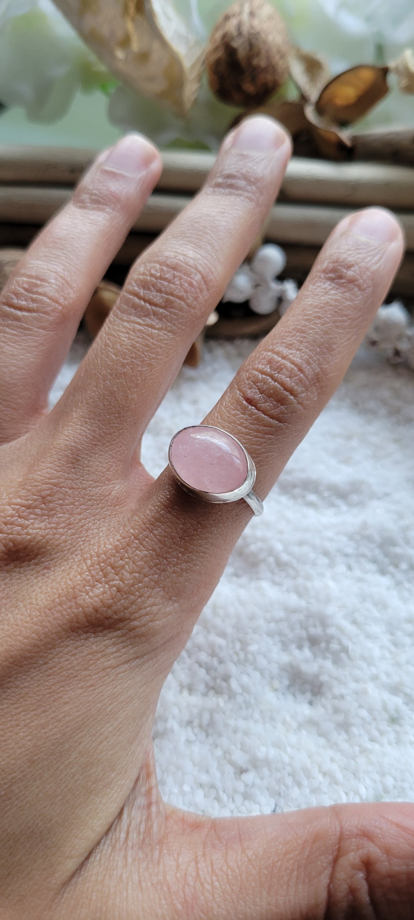 Morganite Sterling Silver Ring Size 7