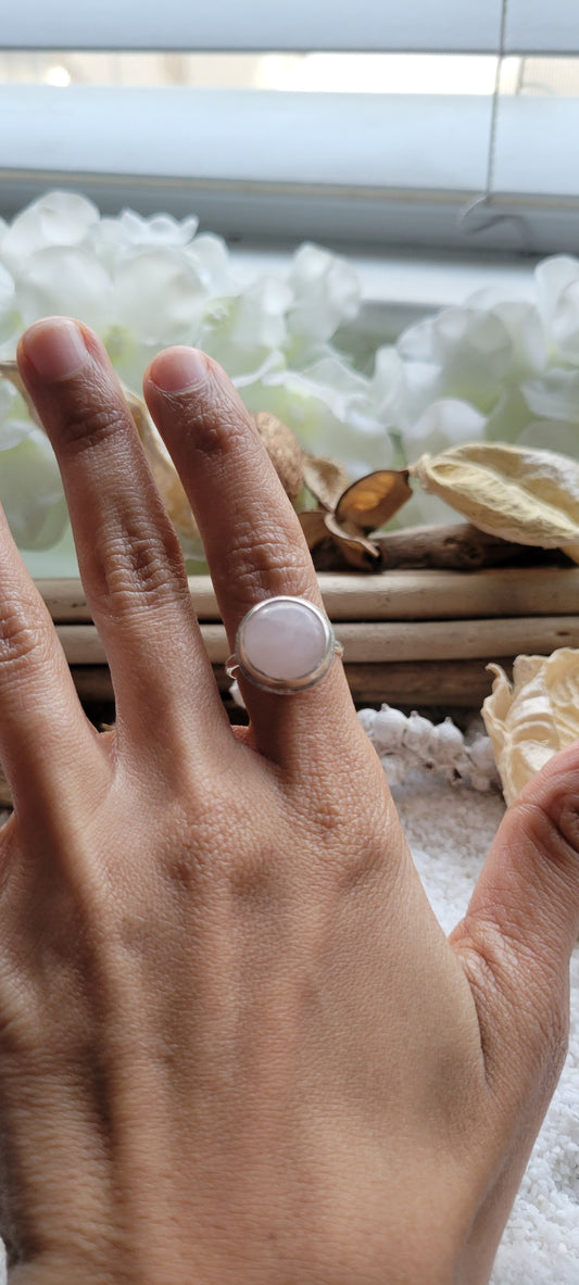 Rose Quartz Sterling Silver Ring Size 6.5