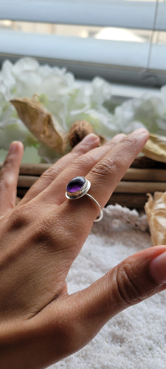 Amethyst Sterling Silver Ring Size 8.5