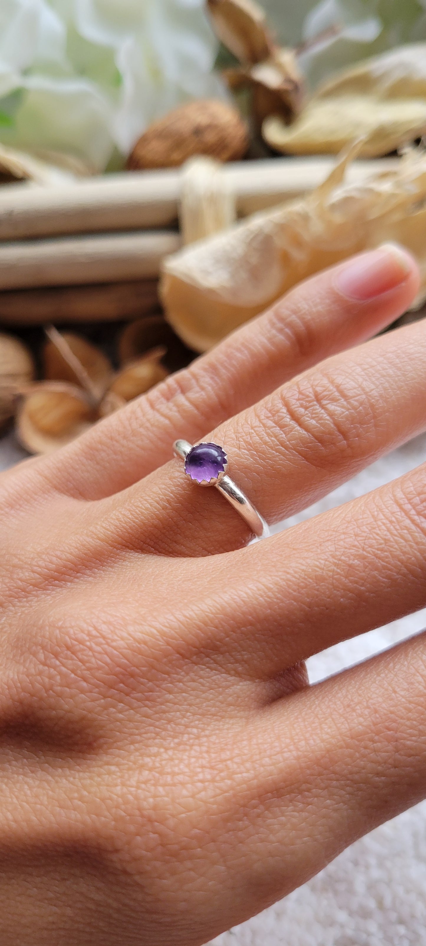 Amethyst Stacking Rings Sterling Silver Size 4.5 and 7