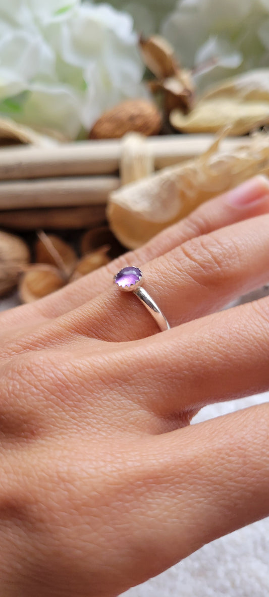 Amethyst Stacking Rings Sterling Silver Size 4.5 and 7