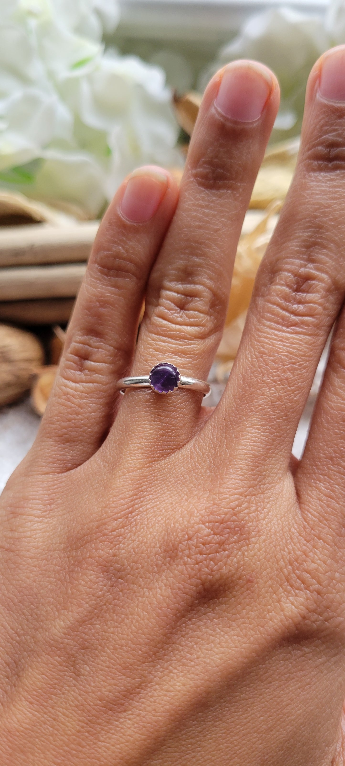 Amethyst Stacking Rings Sterling Silver Size 4.5 and 7