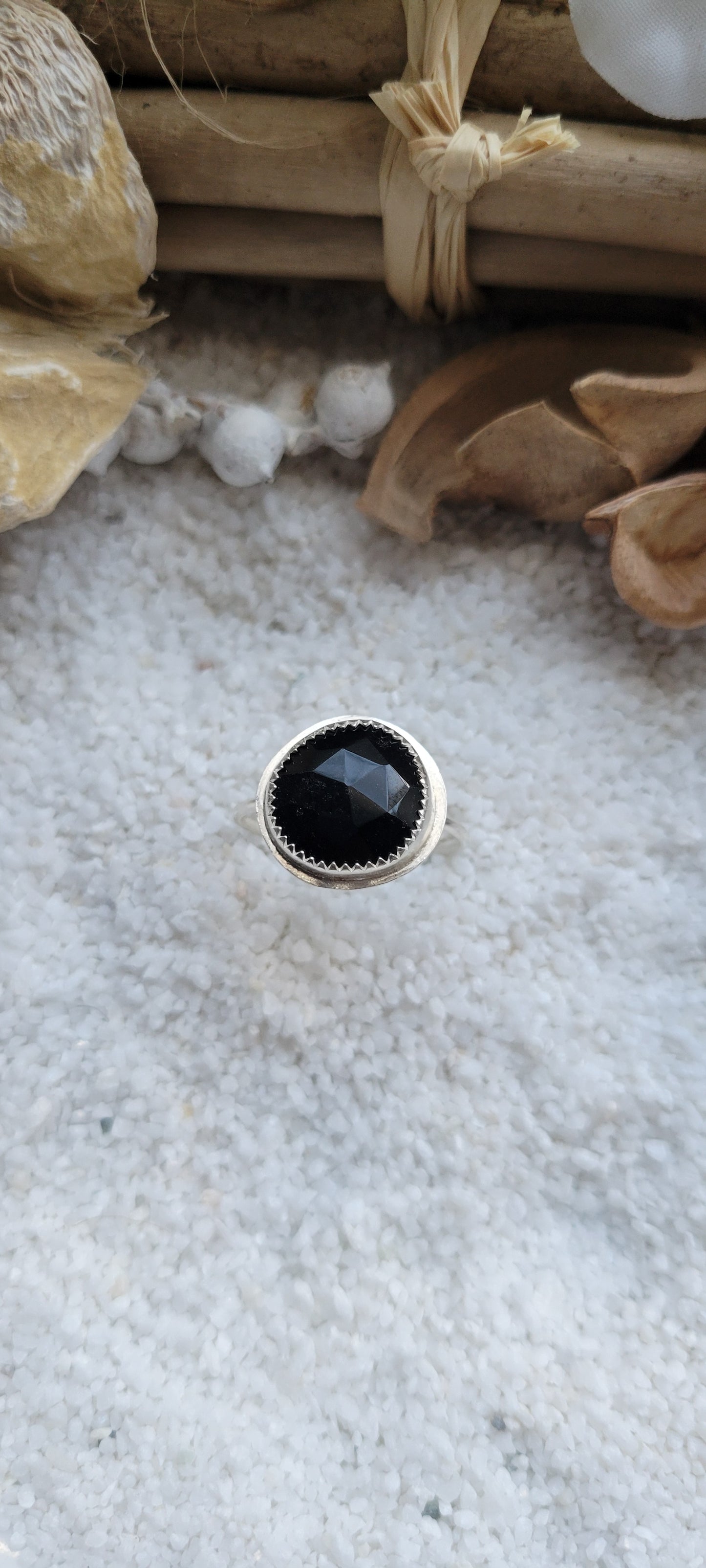 Black Onyx Silver Ring Size 10