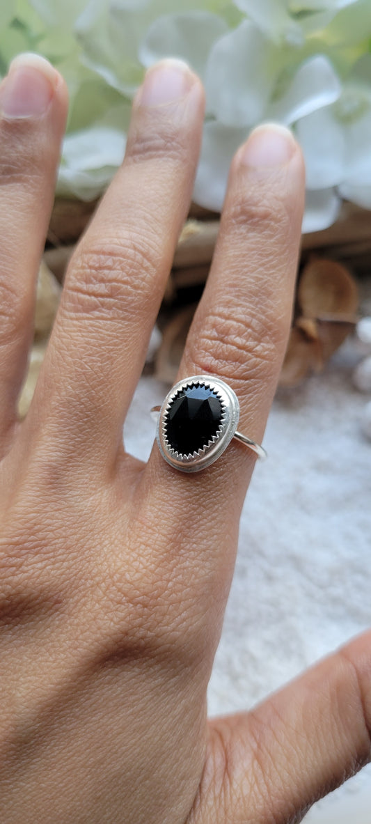 Black Onyx Silver Ring size 8