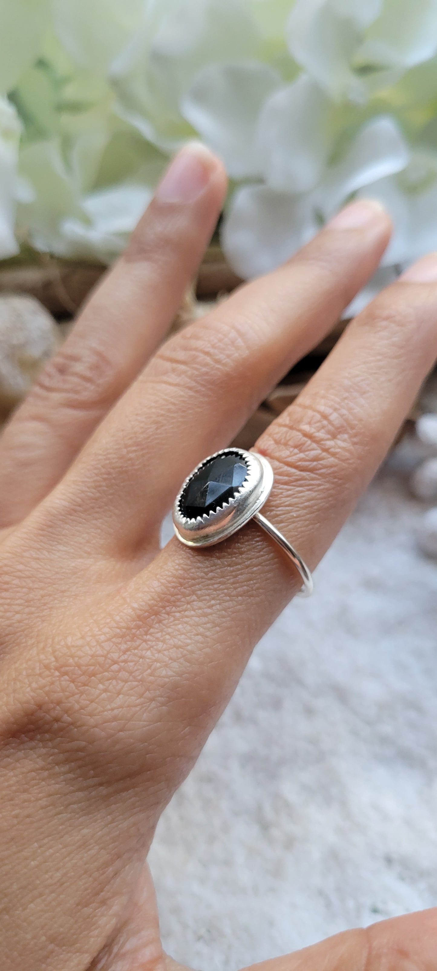 Black Onyx Silver Ring size 8