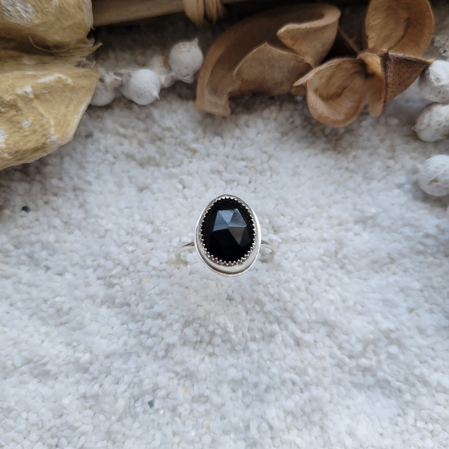 Black Onyx Silver Ring Size 9