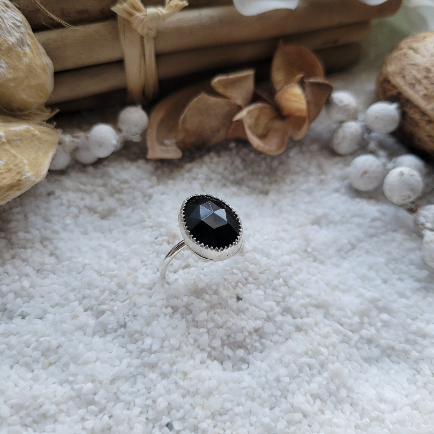 Black Onyx Silver Ring Size 7