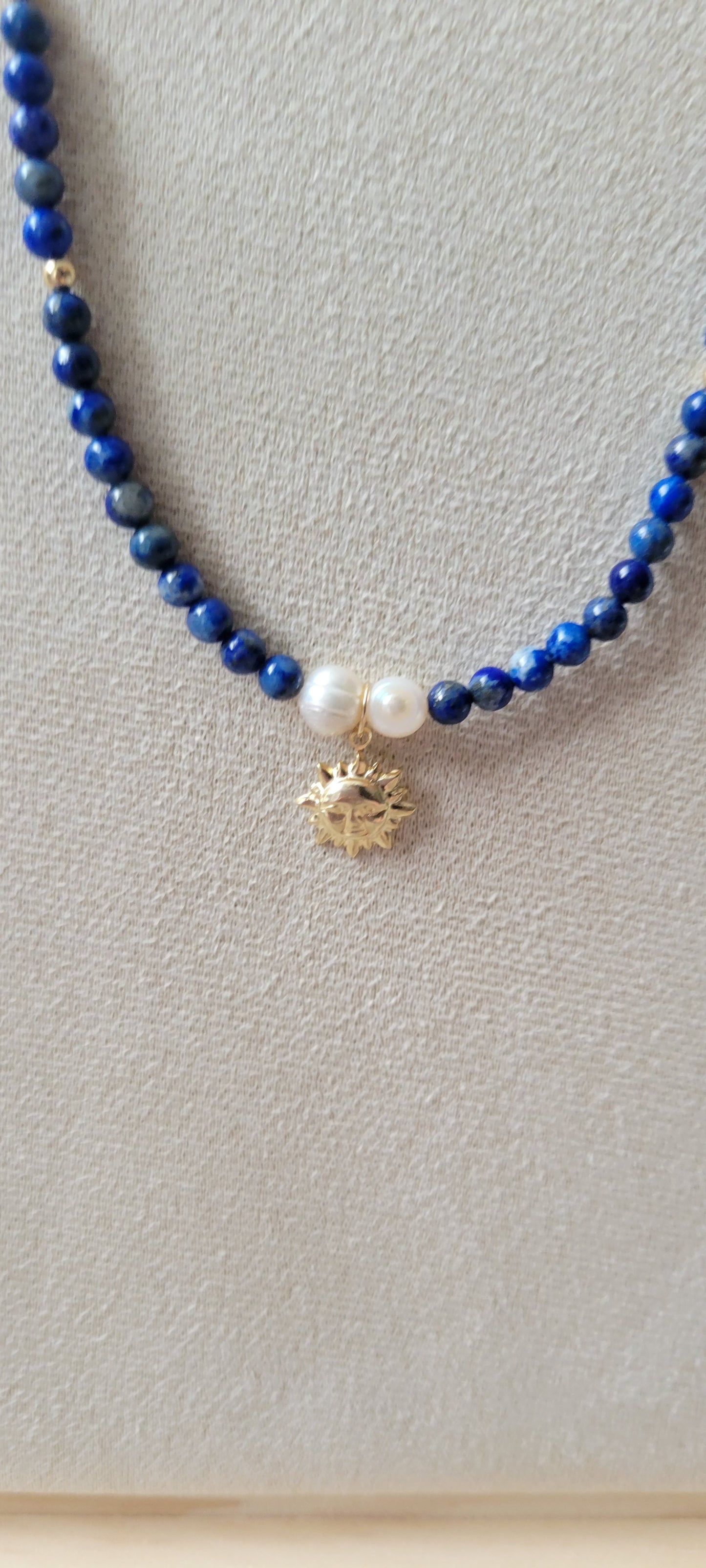 Lapis Lazuli Sun Charm 14k Gold-filled Necklace