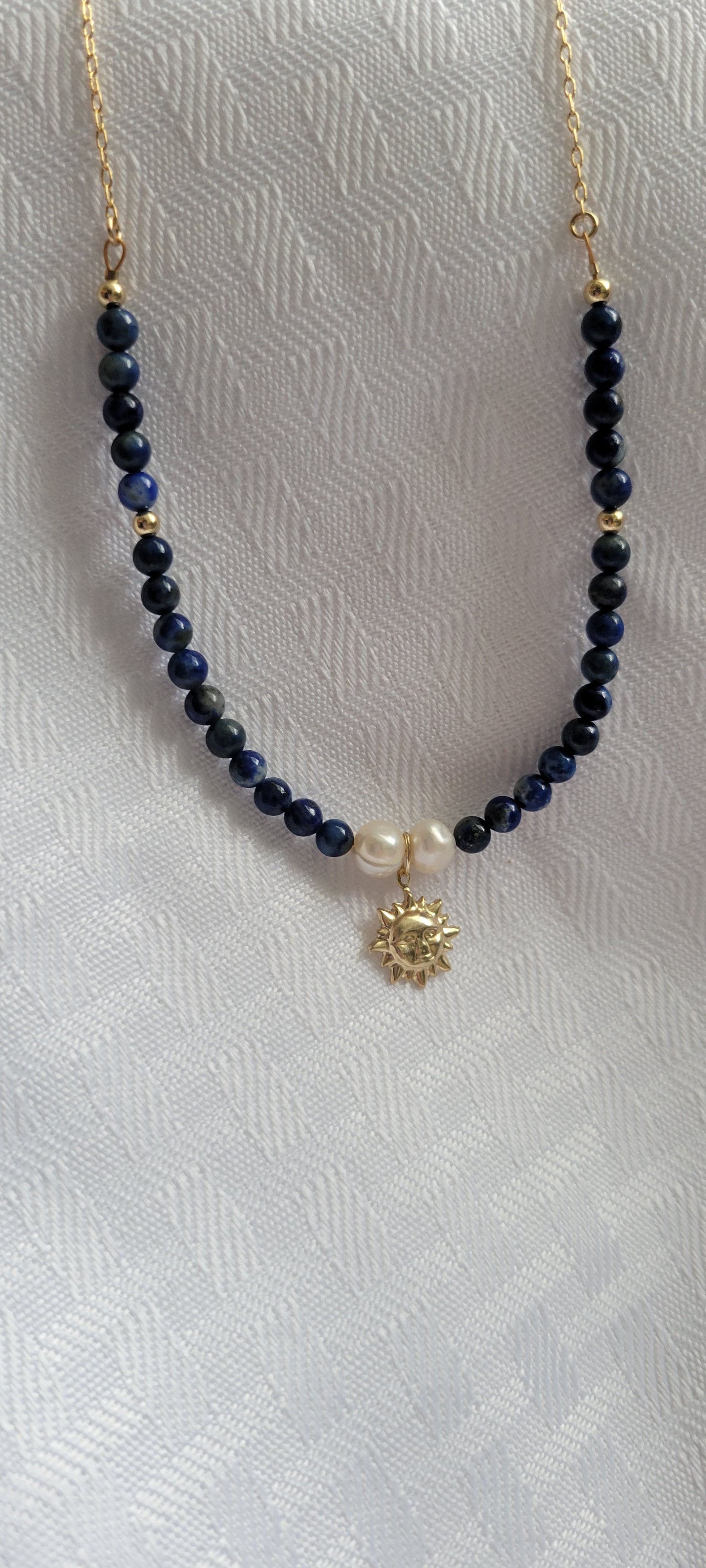 Lapis Lazuli Sun Charm 14k Gold-filled Necklace