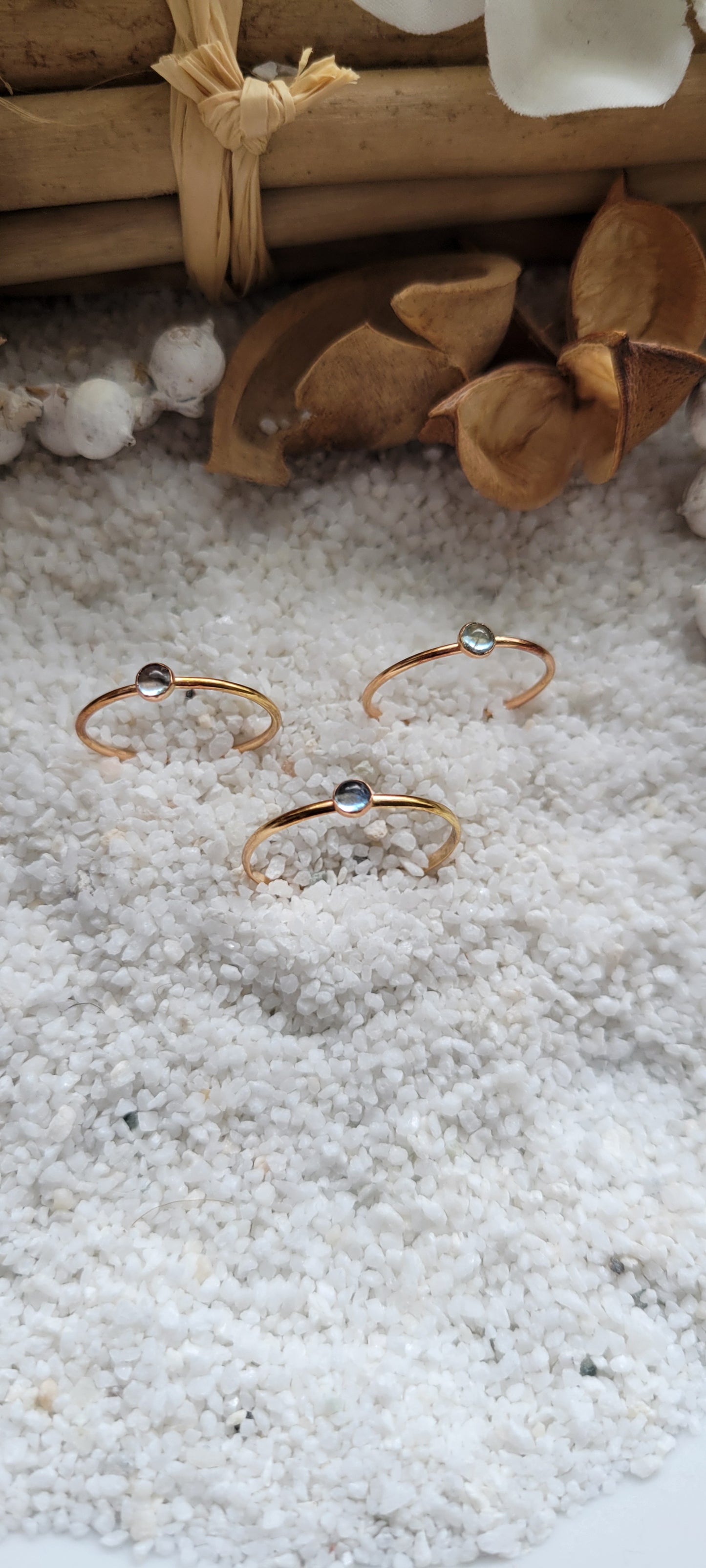 Aquamarine Stacking Rings 14 Gold-filled 2mm stone