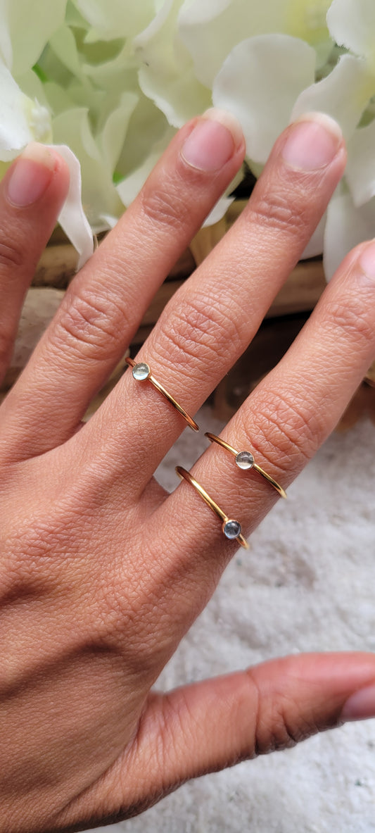 Aquamarine Stacking Rings 14 Gold-filled 2mm stone