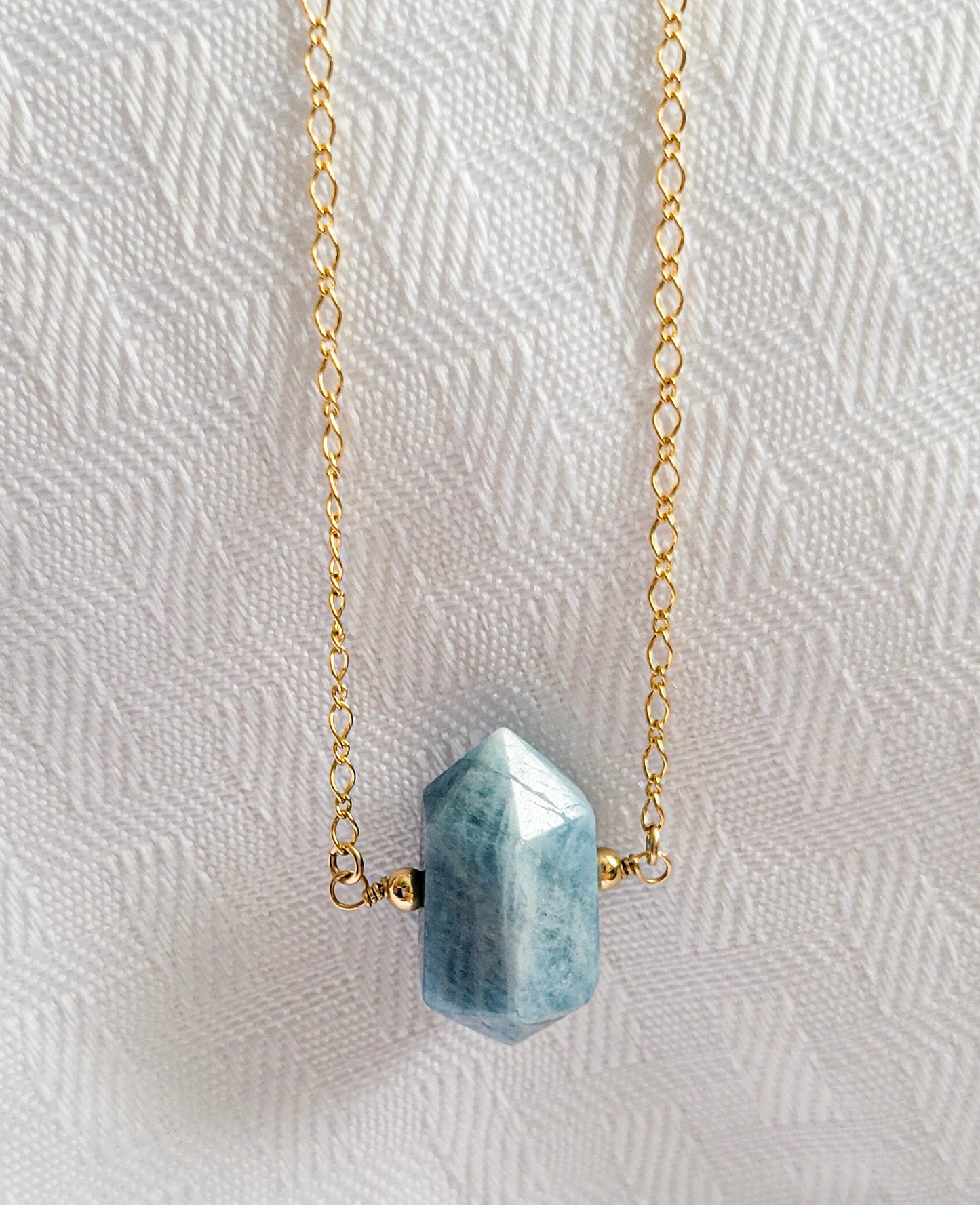 Aquamarine Point Gemstone 14k Gold-filled Necklace