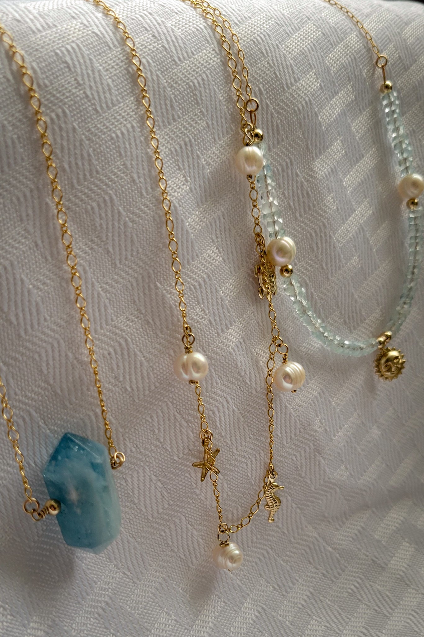 Aquamarine Point Gemstone 14k Gold-filled Necklace