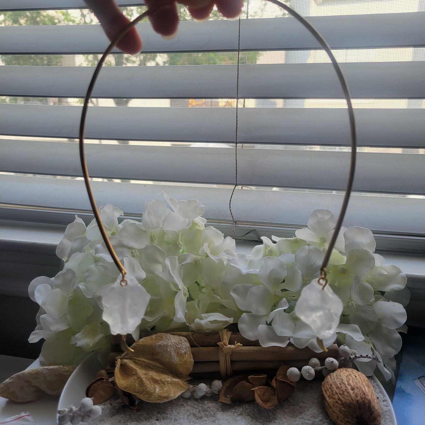 Brass Necklace with Raw Clear Quartz