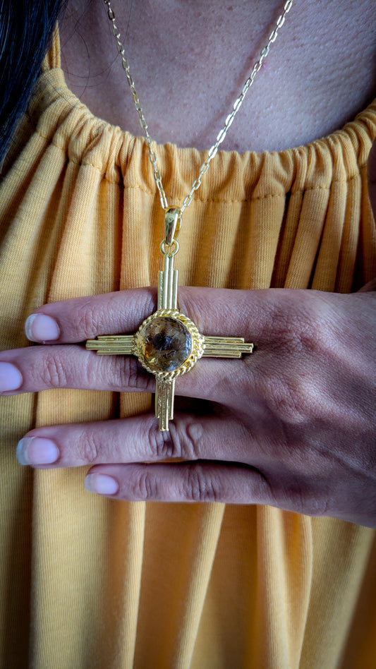 Natural Raw Citrine Yellow Gold Plated