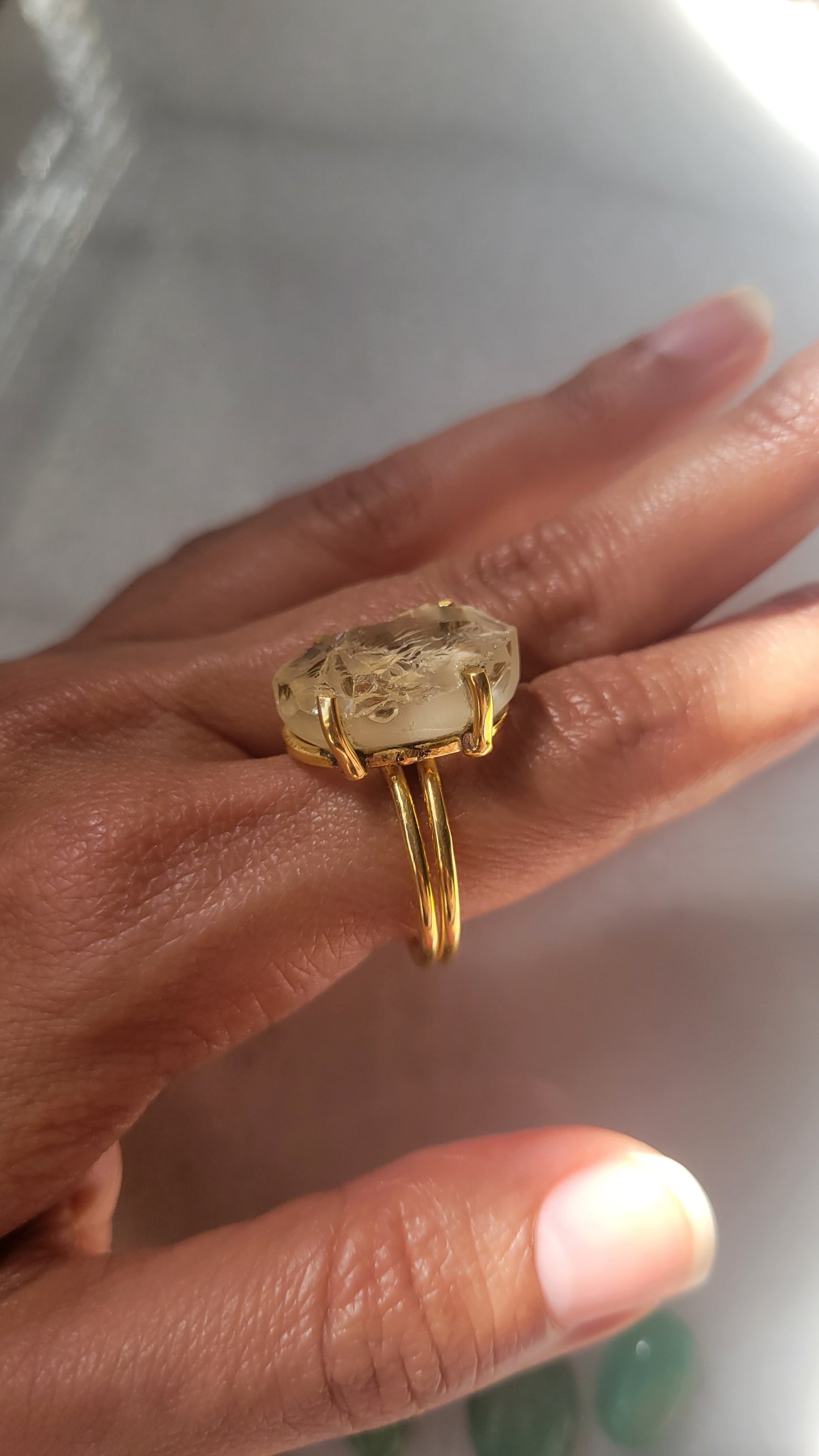 Raw Citrine Gold Plated Ring Size 8