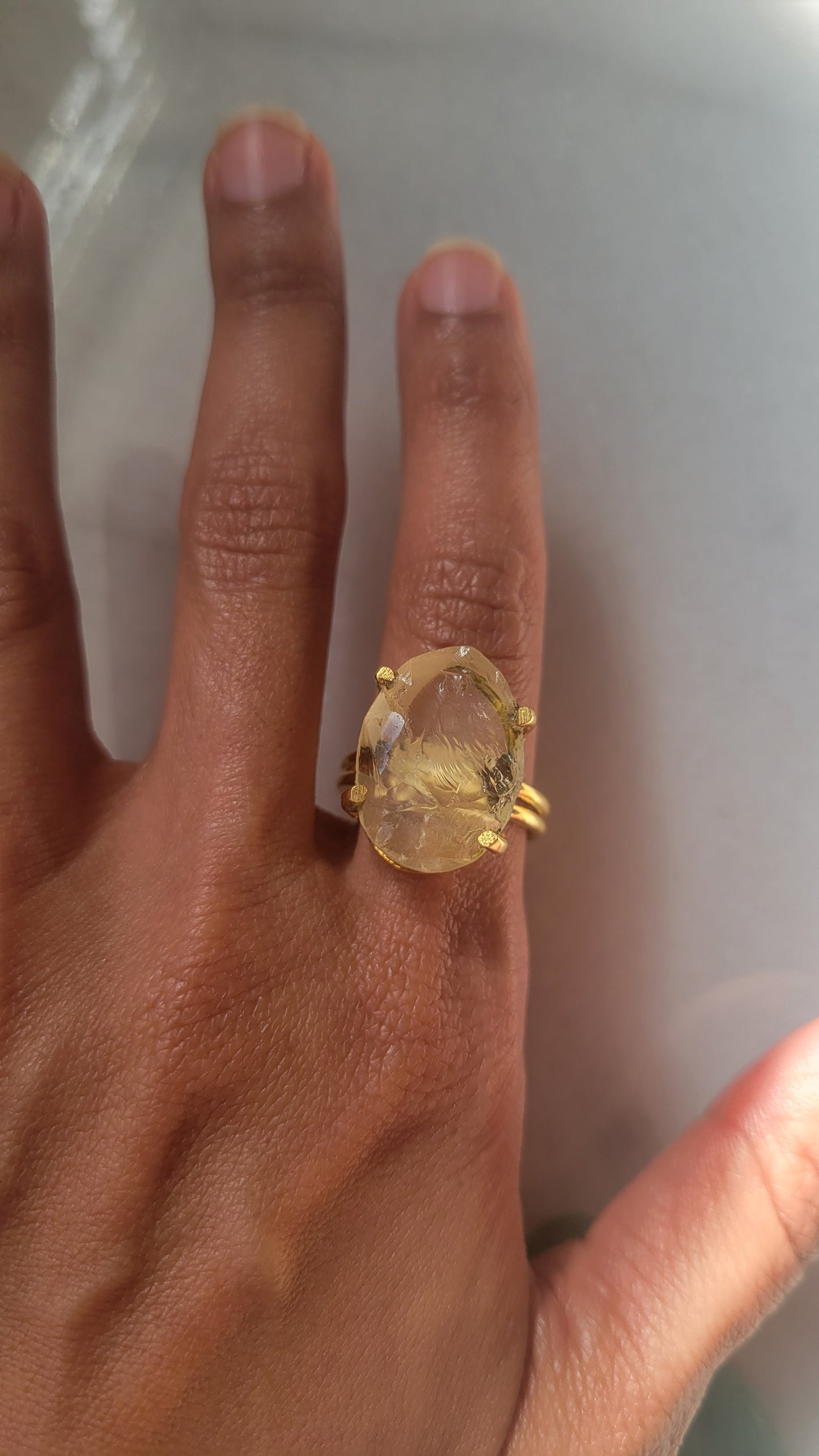 Raw Citrine Gold Plated Ring Size 8