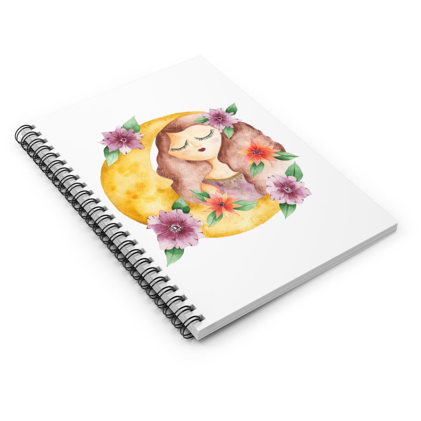 Spiral Notebook - Ruled Line Blooming Moon Goddess