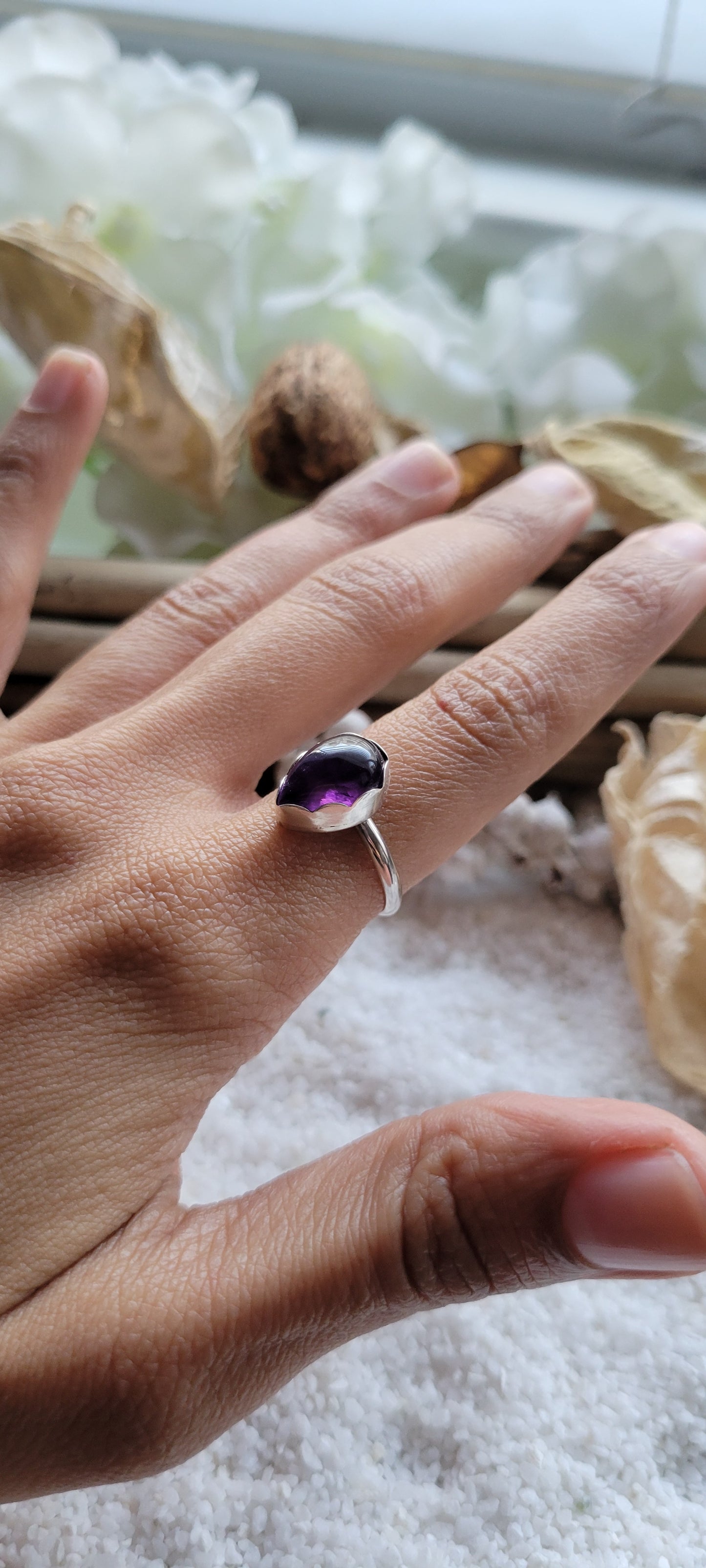 Amethyst Sterling Silver Ring Size 6